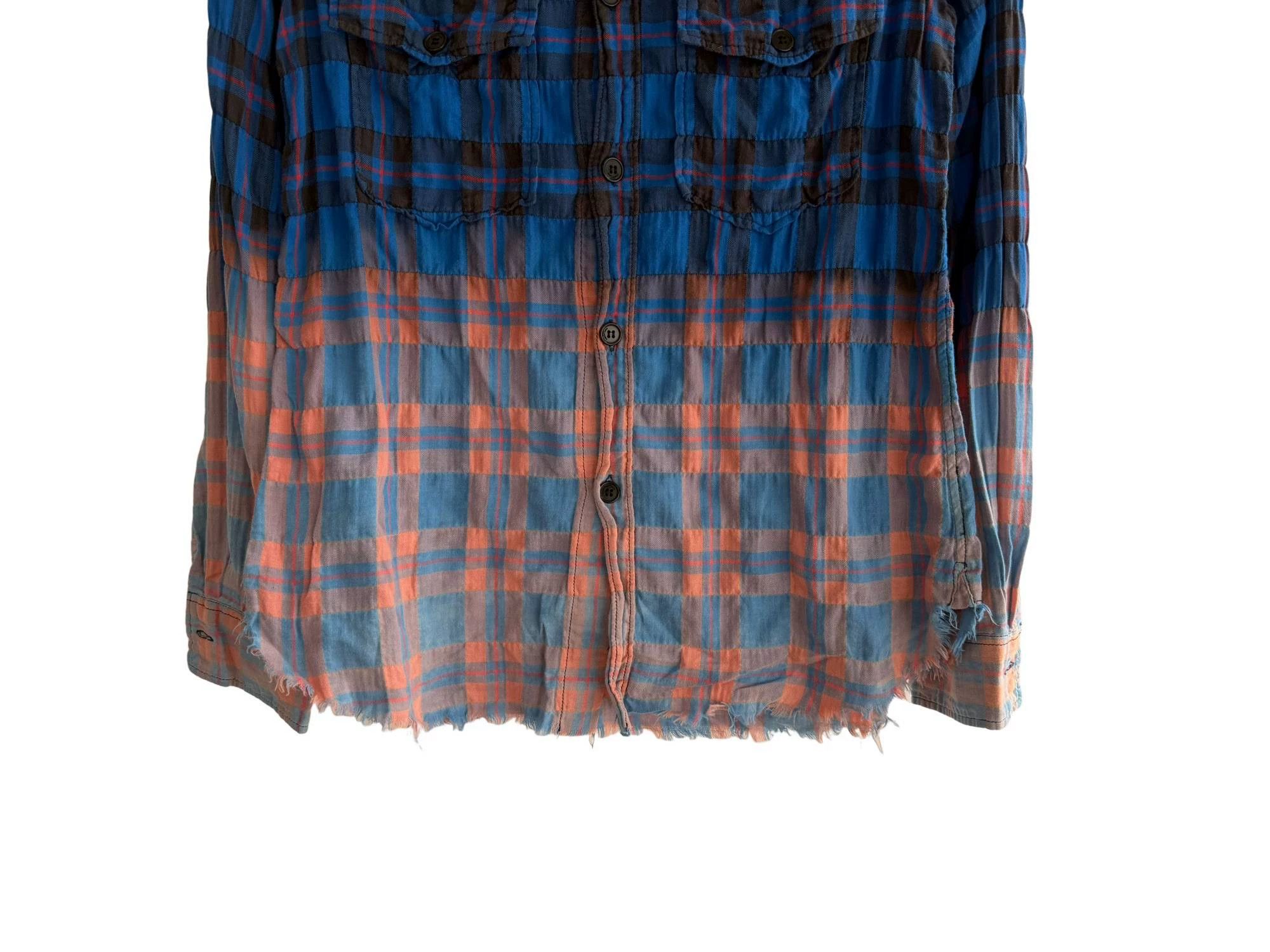 Saint Laurent Paris SLP SS16 Gradient Distressed Check Shirt S Size US S / EU 44-46 / 1 - 4 Thumbnail