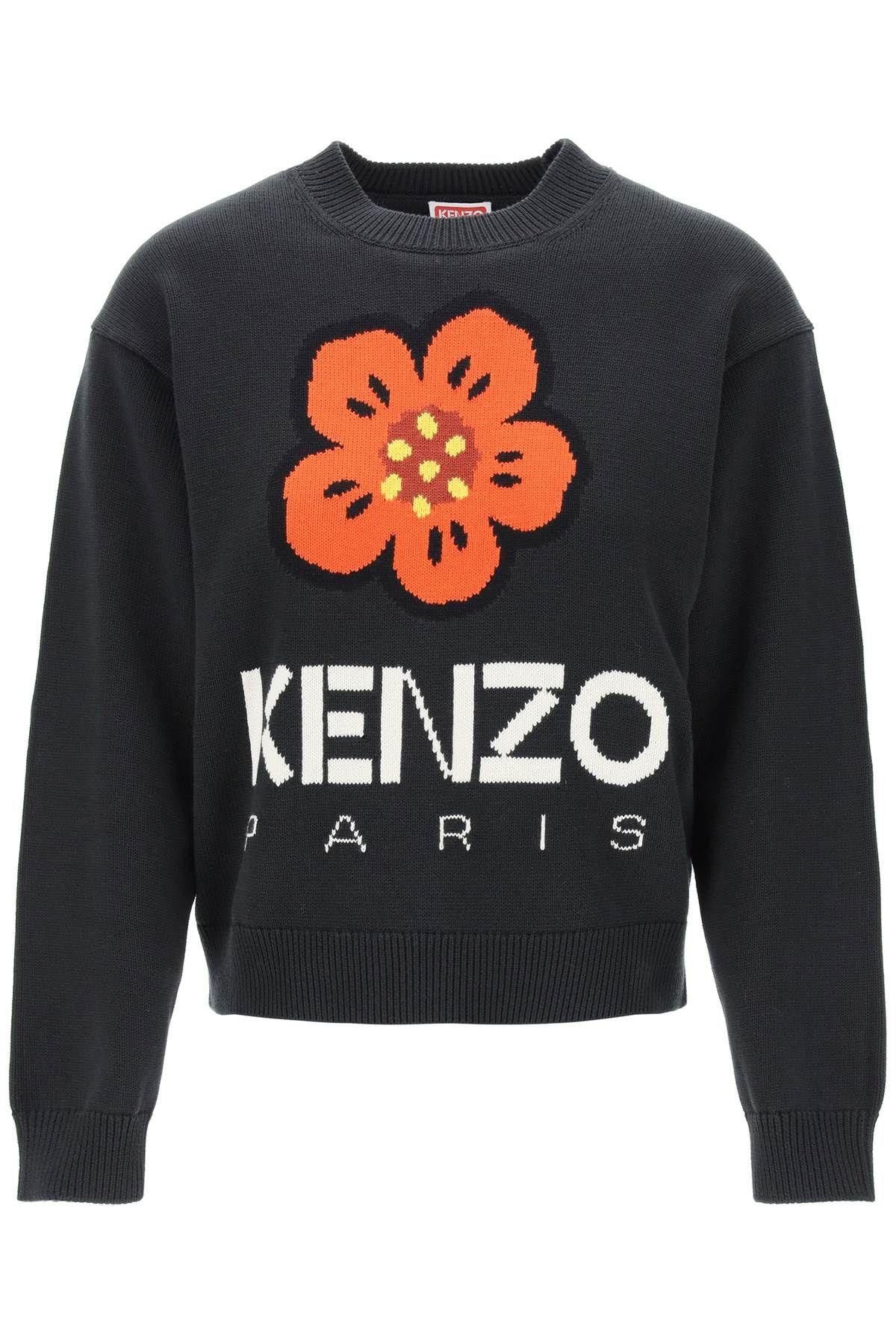 image of Kenzo Bokè Flower Sweater In Organic Cotton Size S For Women in Black