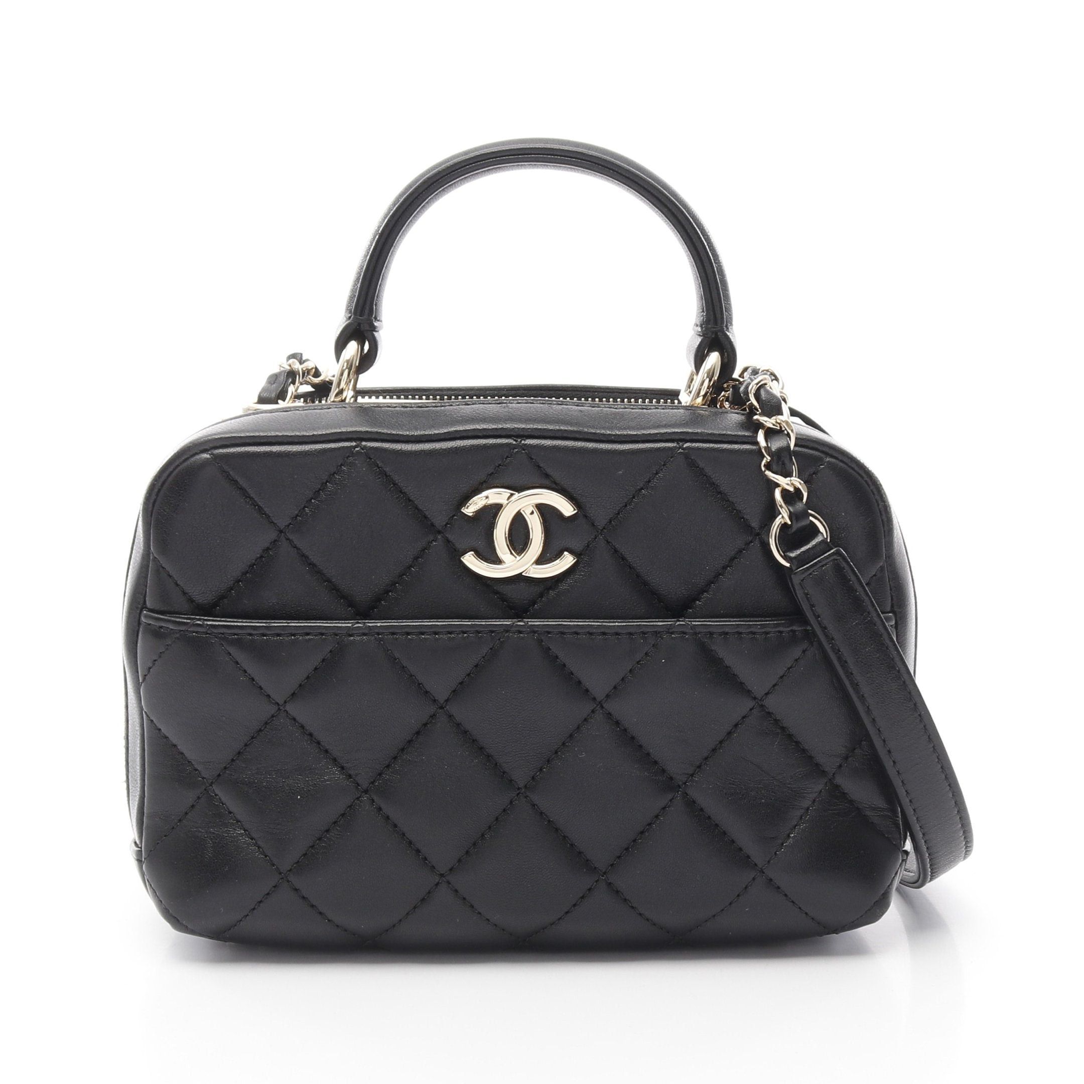 Chanel Chanel Matelasse Bowling Bag Chain Shoulder Lambskin Black Gold Hardware Size ONE SIZE - 1 Thumbnail