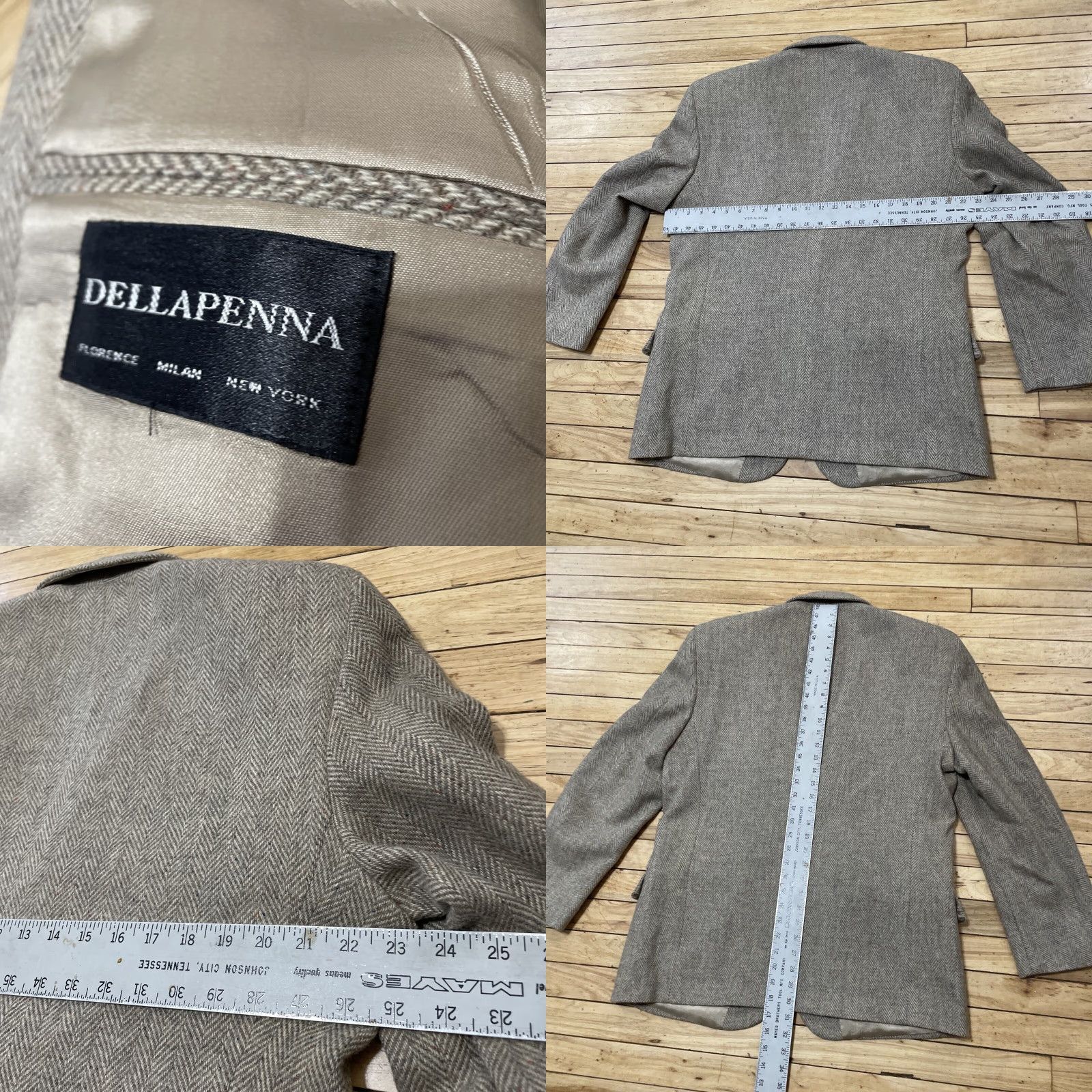 Vintage VINTAGE DELLAPENNA Pure New Wool Tweed Blazer Men 44 USA Brown Wool Tweed 2 Piece Blazer Jacket Mens Regular Fit Notch Lapel Size 44R - 8 Thumbnail