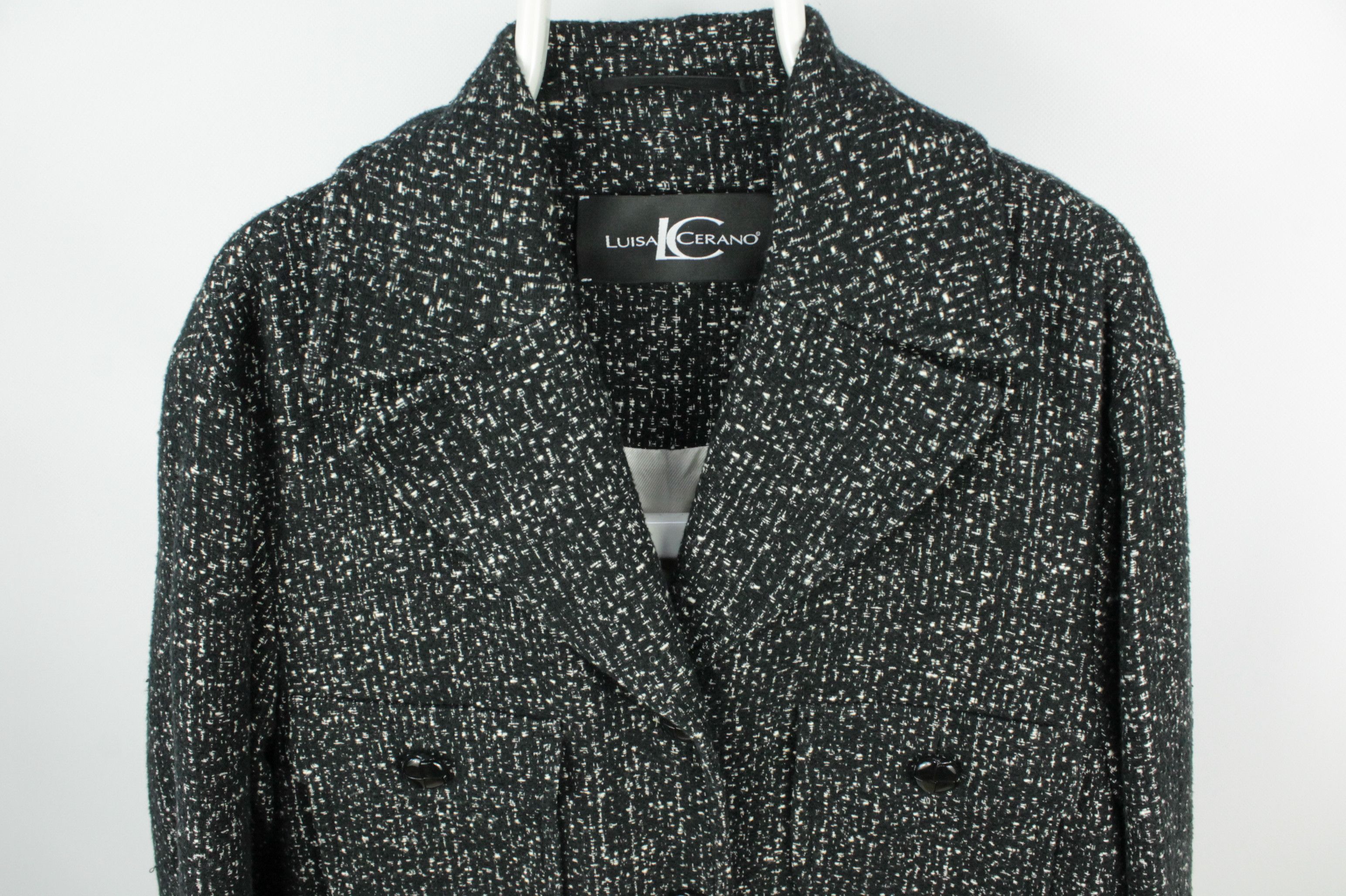 Luisa Cerano Luisa Cerano Tweed Style Black Cotton Oversized Coat Jacket Size M / US 6-8 / IT 42-44 - 2 Thumbnail
