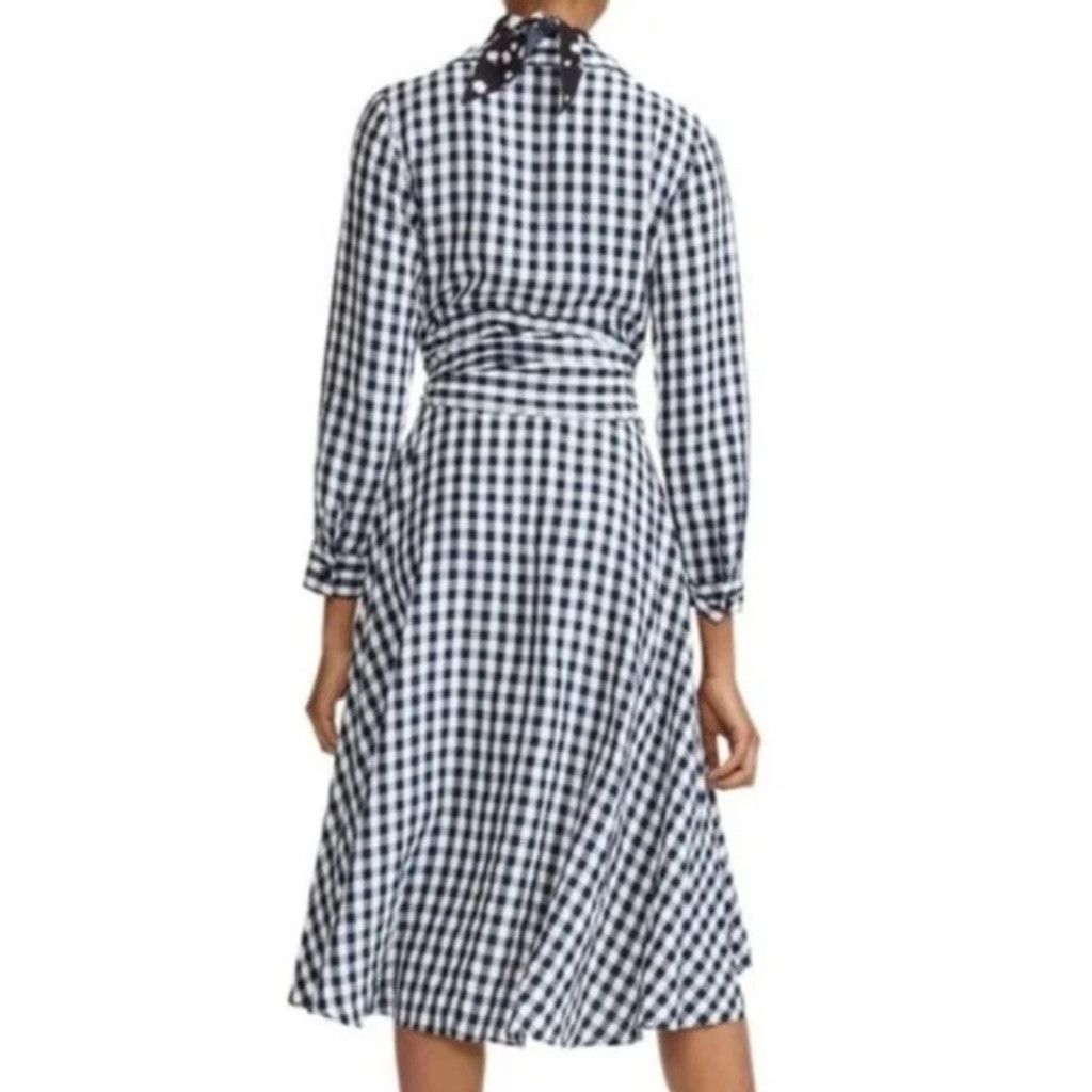 Maje Maje Raprita Navy Gingham Tie Belt Midi Wrap Dress Size 3/L Size L / US 10 / IT 46 - 3 Thumbnail