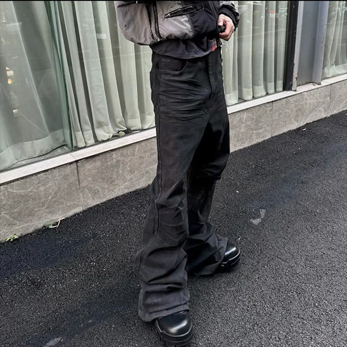 パンツ Y2K black denim flare pants boots cut 00s archive bootscut blackdenimpants y2k Archive black denim flare