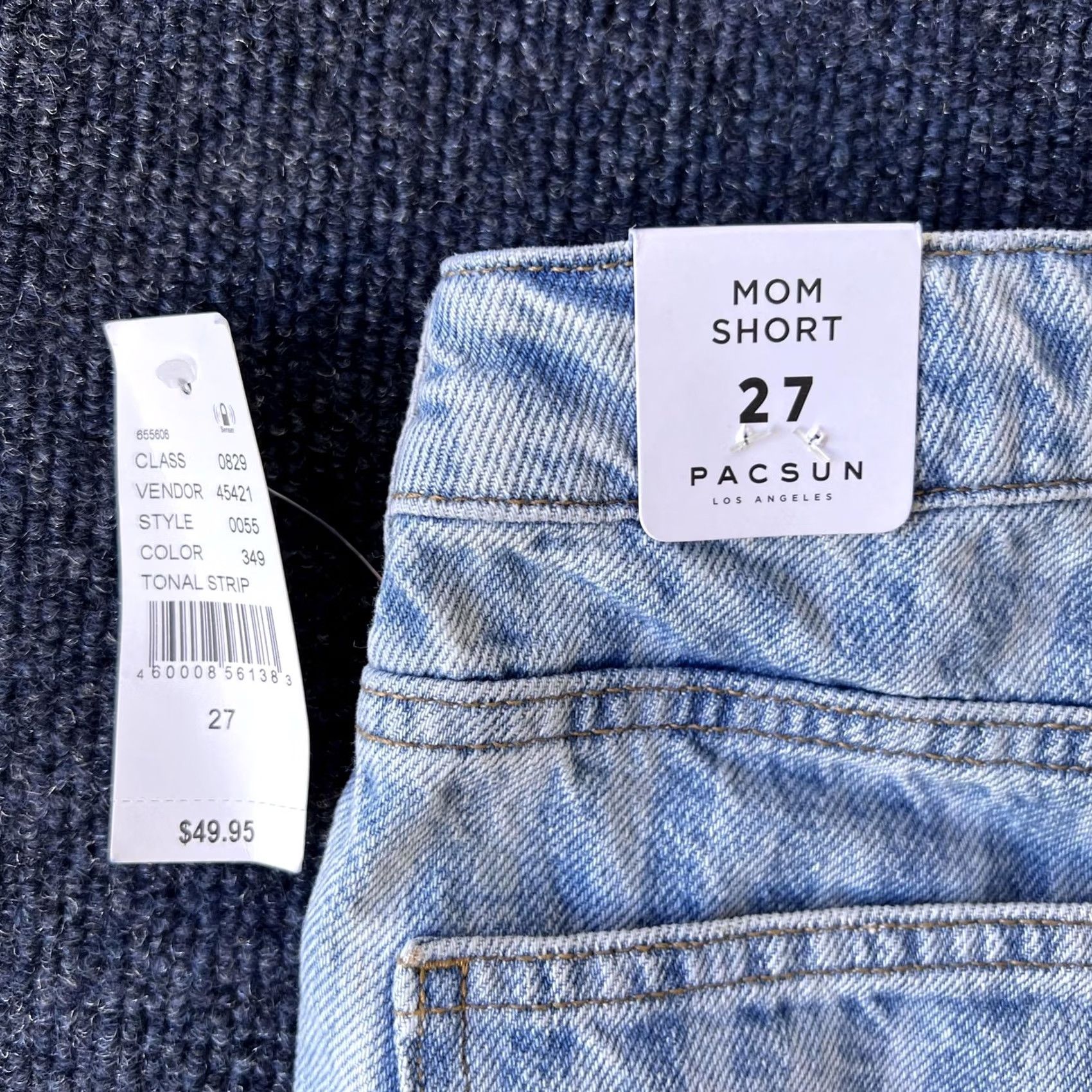Pacsun PacSun Shorts Womens 27 Light Wash Mom Short Denim Tonal Stripe High Rise Cuffed Size 27" / US 4 / IT 40 - 3 Thumbnail