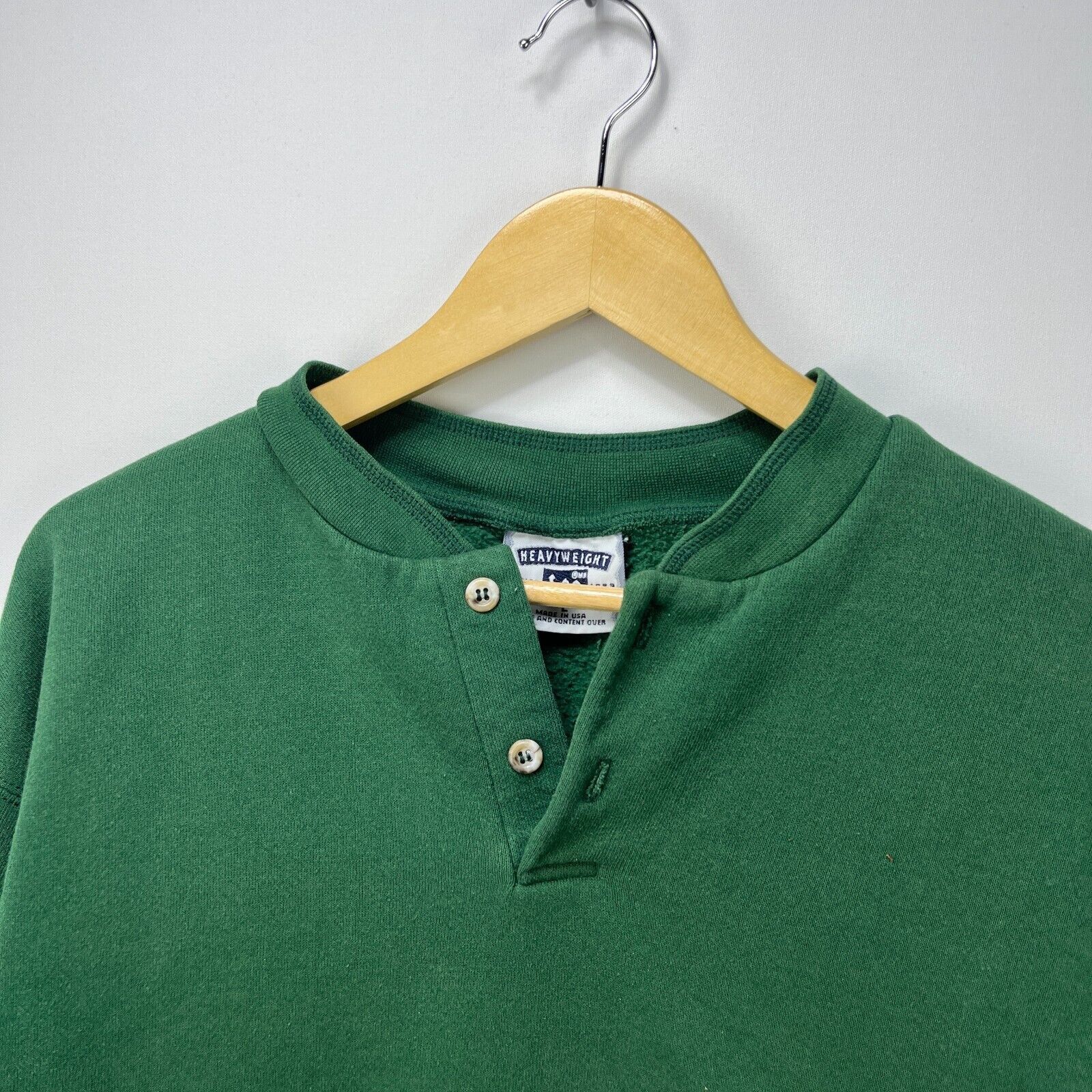 Lee × Vintage Vintage 90s Sun Faded Blank Forest Green USA Large Lee Size US L / EU 52-54 / 3 - 3 Thumbnail