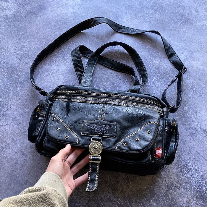 Diesel SICK DIESEL LEATHER AVIATOR MILITARY Y2K MESSENGER BAG | Grailed