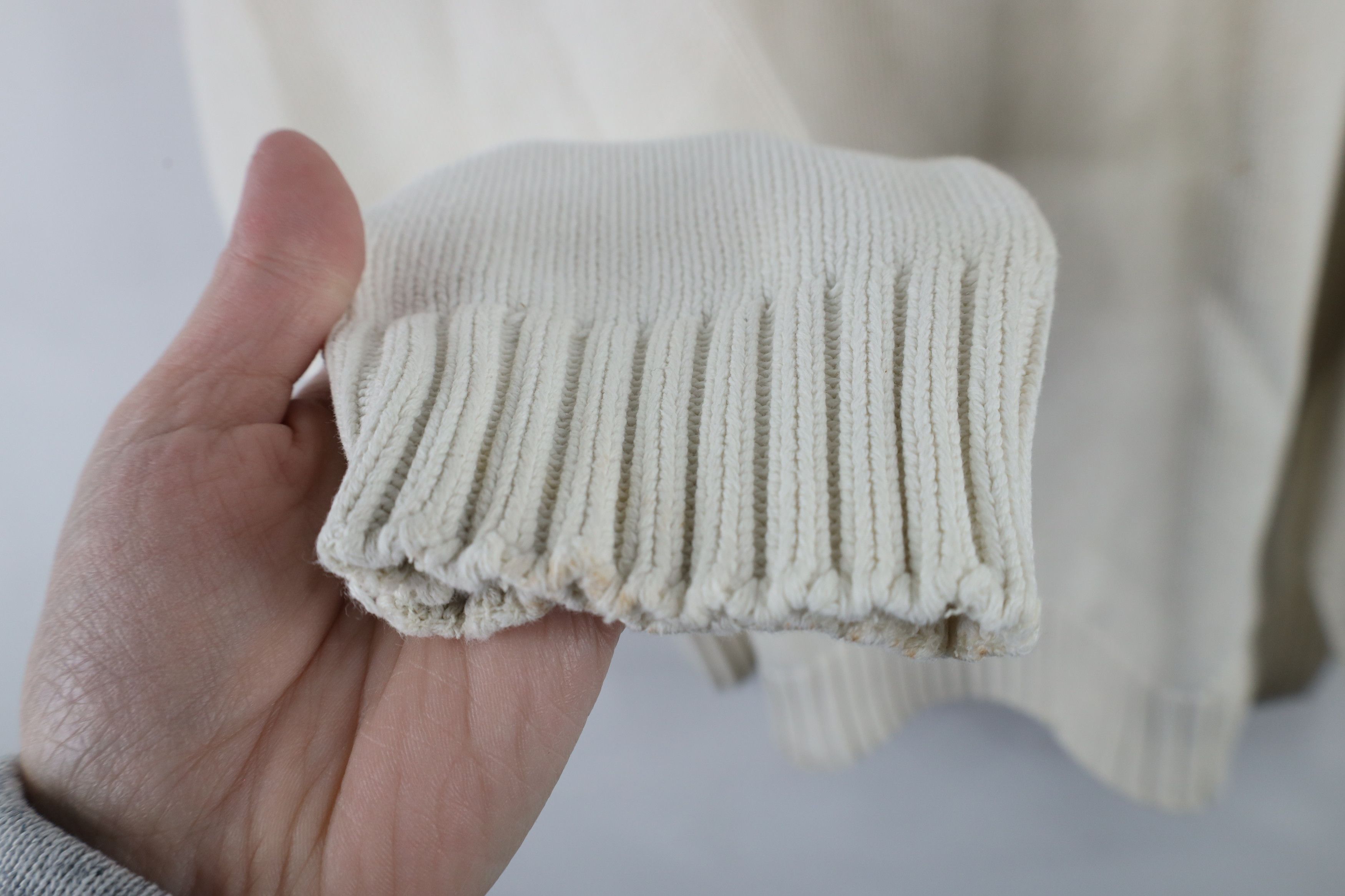 Eddie Bauer × Vintage Vintage 90s Eddie Bauer Blank Cotton Knit Sweater Cream Size US XL / EU 56 / 4 - 10 Thumbnail
