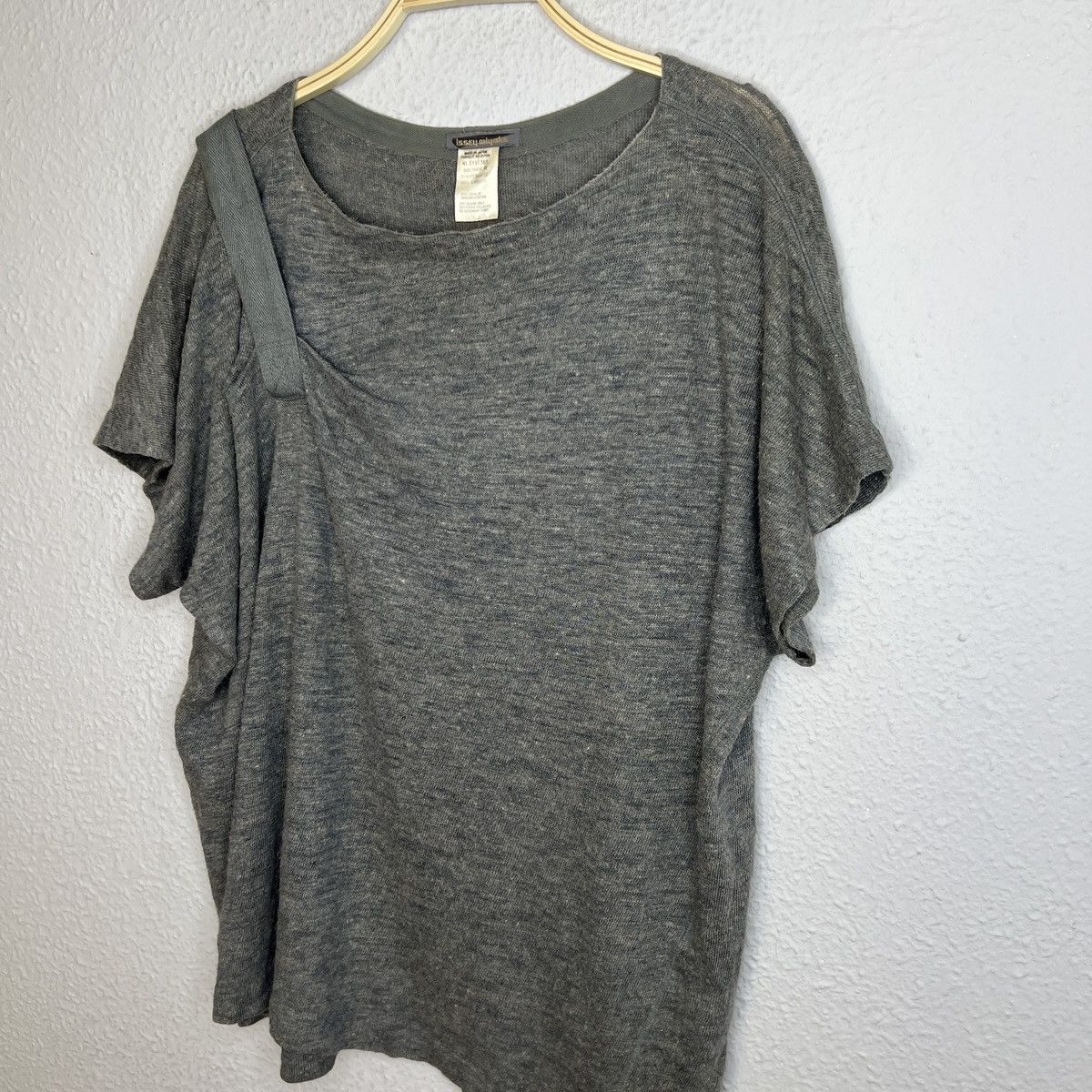 Designer × Issey Miyake Vintage Issey Miyake Tshirt Tee Top Designer Linen Grey 80s Size US M / EU 48-50 / 2 - 3 Thumbnail