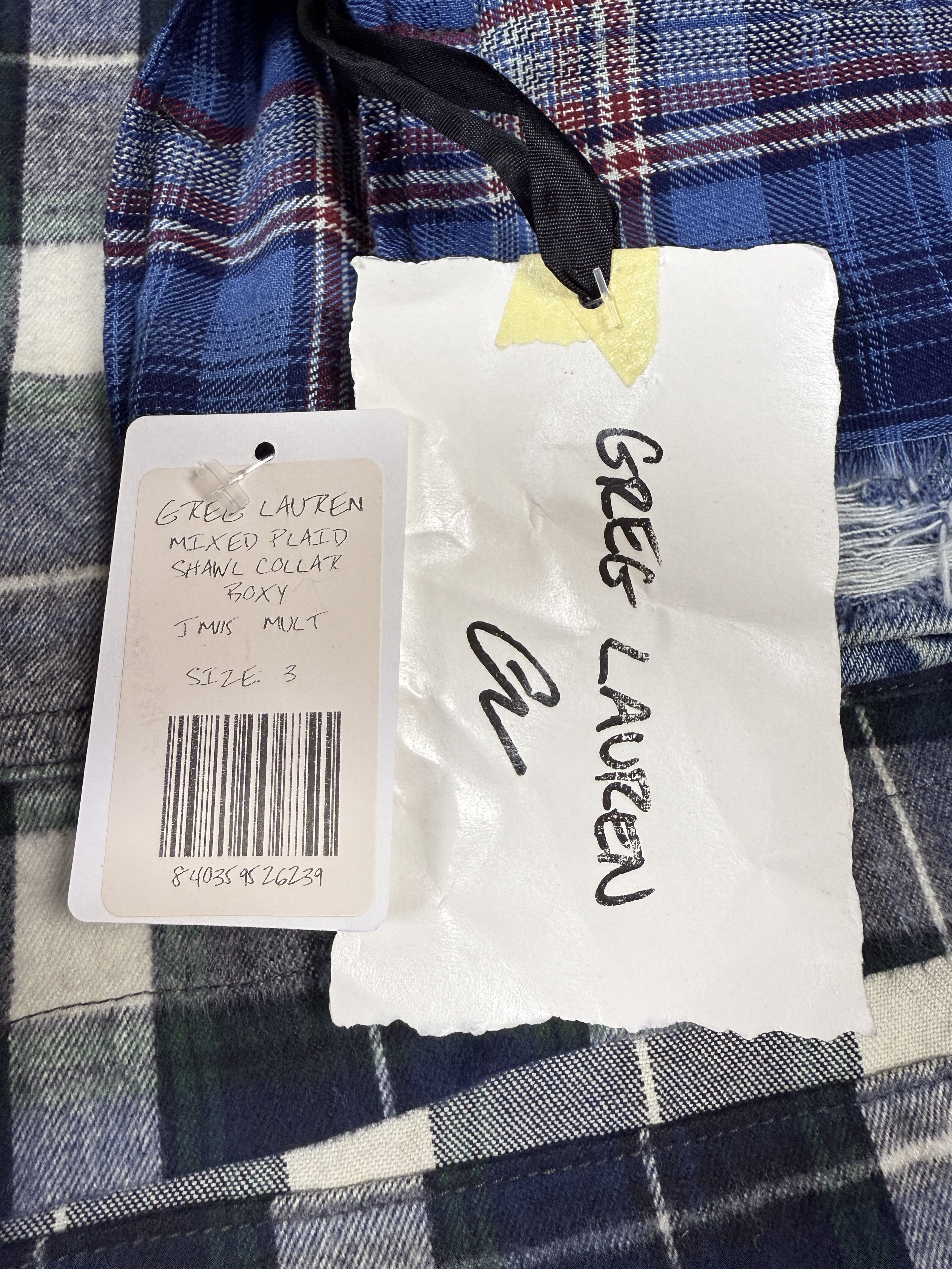 Greg Lauren $1050 Greg Lauren Mixed Plaid Shawl Collar Boxy Jacket Size US L / EU 52-54 / 3 - 10 Thumbnail