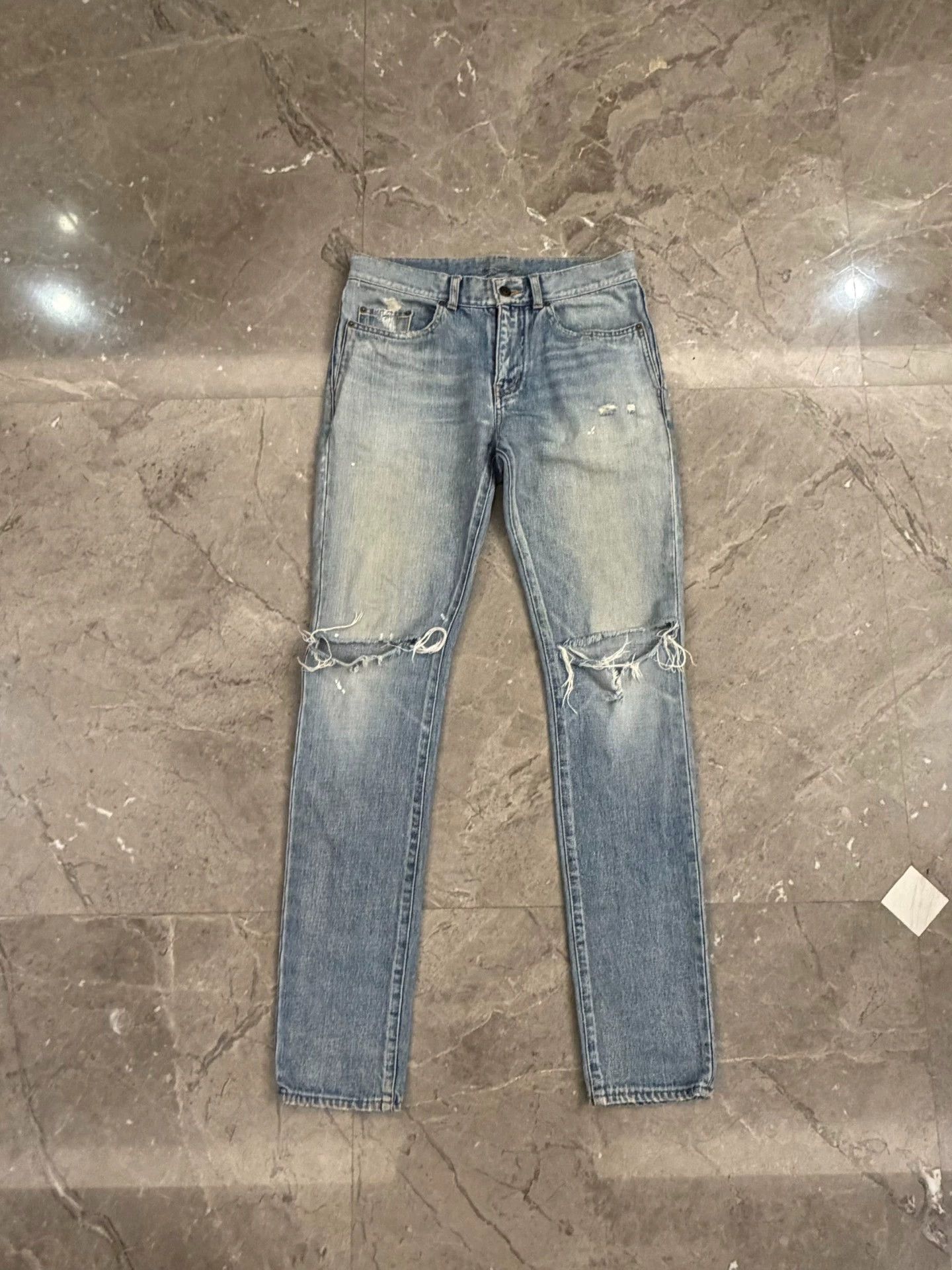 Saint Laurent Paris SLP Blue Cut Distressed Jeans Size 29 Size US 29 - 1 Thumbnail