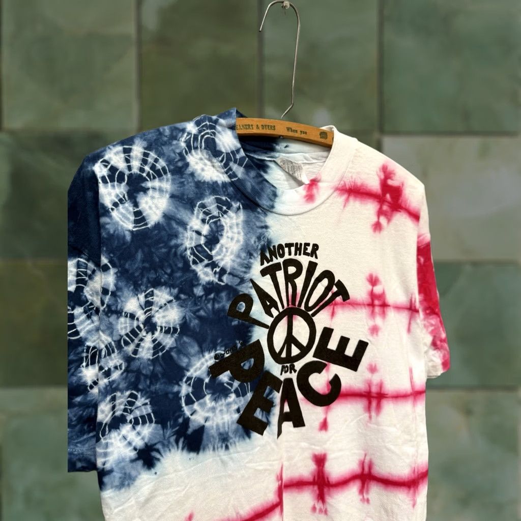 Hanes VINTAGE Patriots For Peace Tie Dye Tee Shirt XL Hanes Shirt Men Blue 90s Adults Womens Mens Size US XL / EU 56 / 4 - 1 Thumbnail