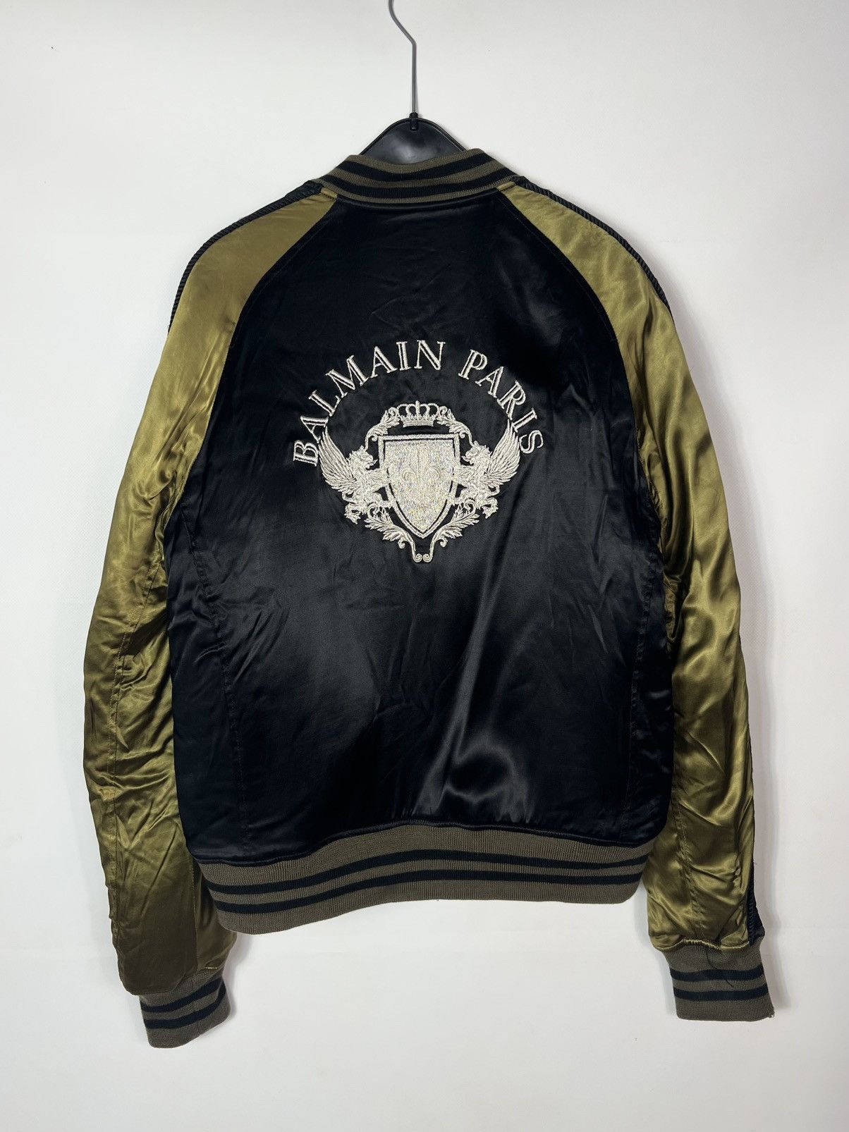 Balmain Satin Badge Varsity Bomber Jacket Luxury Archive Japan Made Exclusive