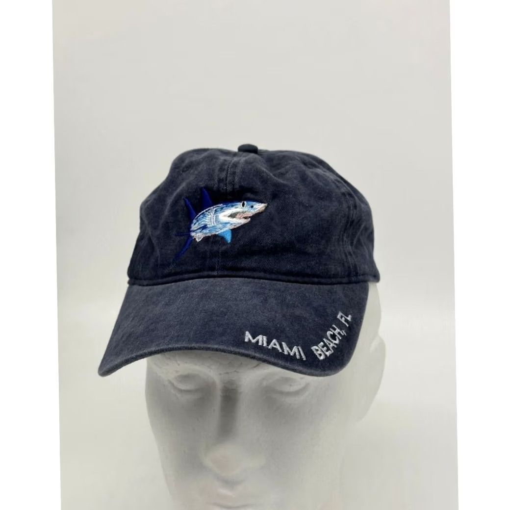 Vintage Blue Hook And Loop Golf Cap Women Adjustable Miami Beach Florida Free Style Size ONE SIZE - 3 Thumbnail