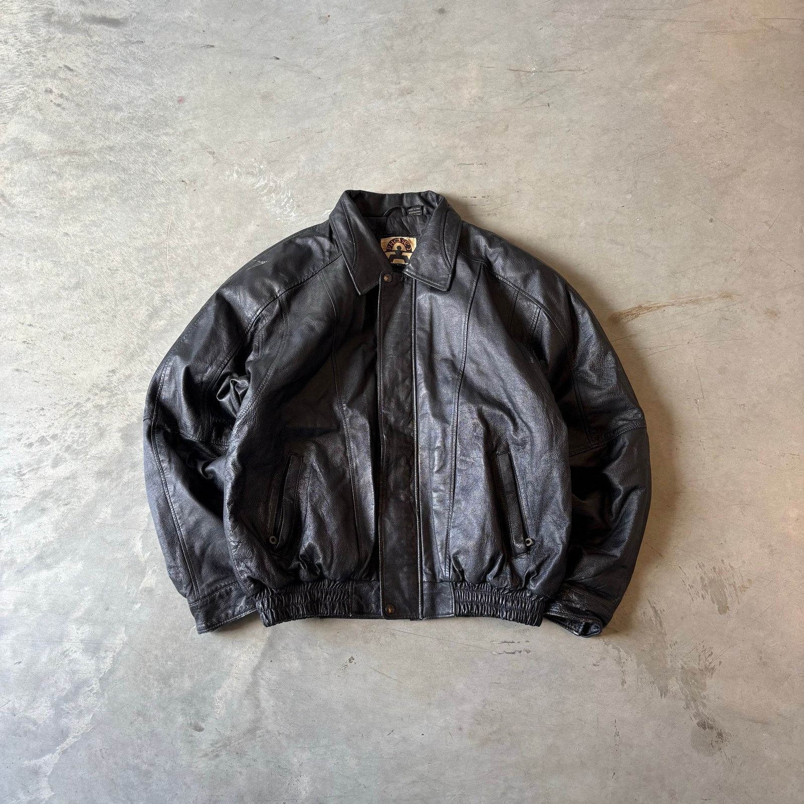 Vintage 90s vintage black leather jacket Size US L / EU 52-54 / 3 - 1 Thumbnail