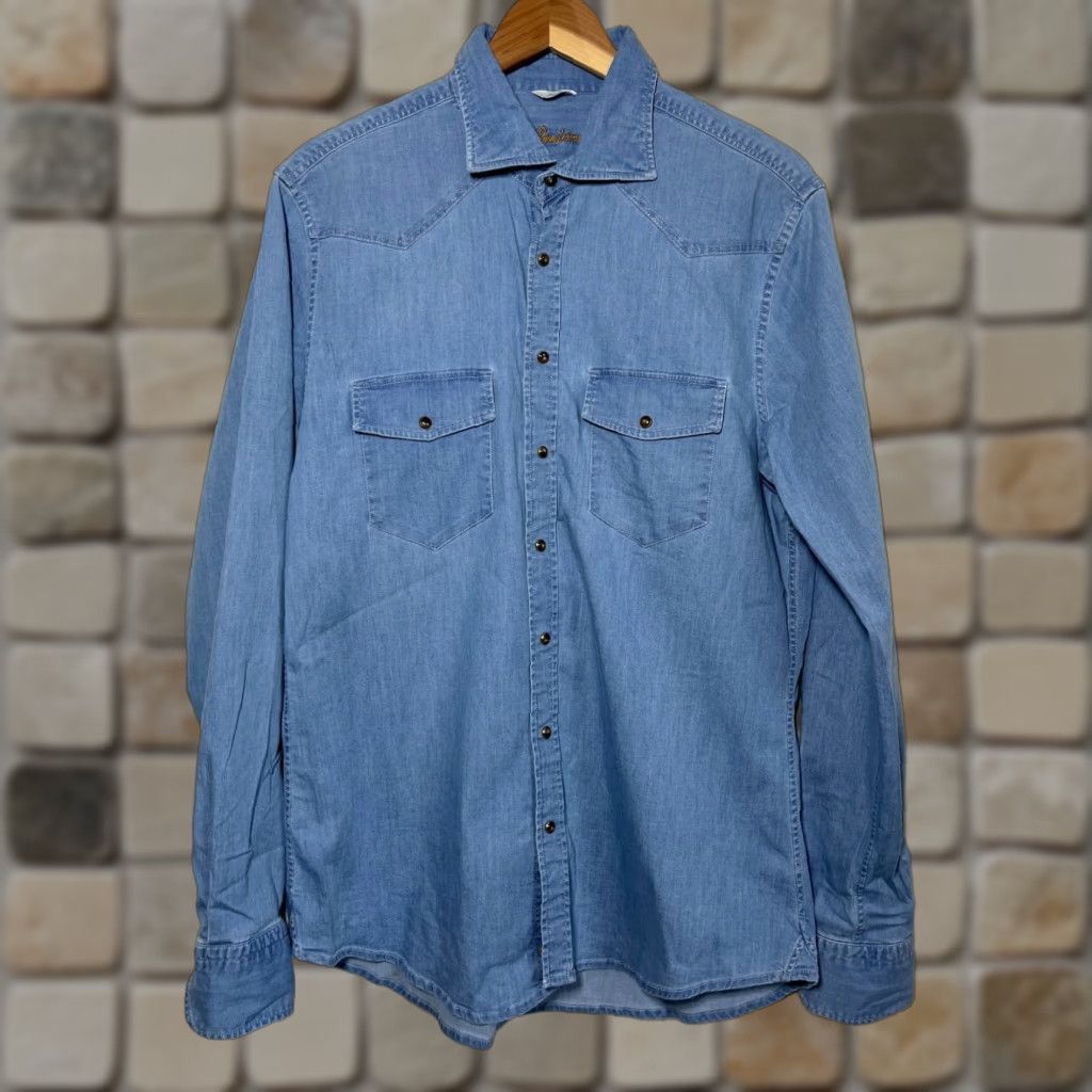 Vintage VINTAGE Stenstroms Denim Pearl Snap Western Shirt Mens L Blue Cotton Denim Pocket Buttons Western Theme Size US L / EU 52-54 / 3 - 1 Thumbnail