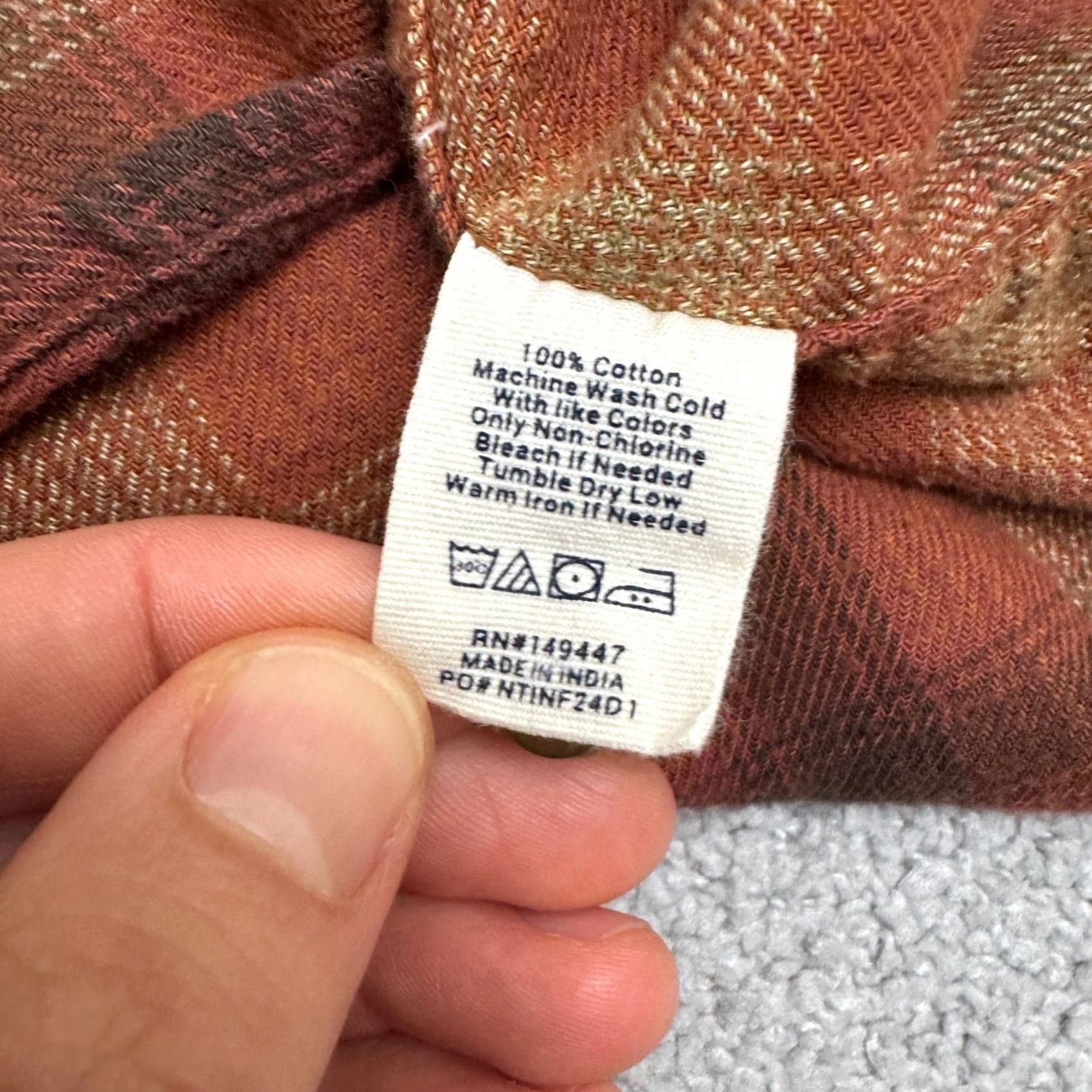 J Brand The Normal Brand Button Down Flannel Shirt Mens Large Orange Rust Plaid Cotton - Excellent Condition Size US L / EU 52-54 / 3 - 7 Thumbnail