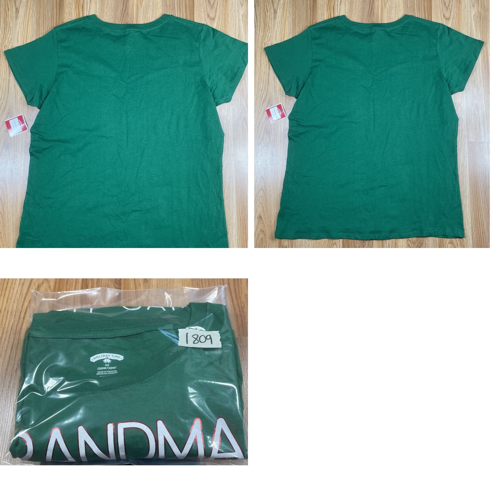 Vintage Holiday Time Shirt Womens 2XL Green Women Size 20W 22W Round Neck Short Sleeve NWT Size XXL / US 16-18 / IT 52-54 - 9 Thumbnail
