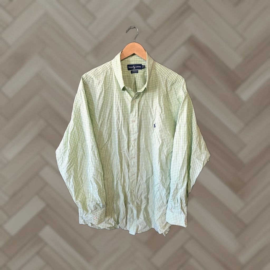 Polo Ralph Lauren Polo Ralph Lauren Mens Green Plaid Long Sleeve Yarmouth Shirt Size 35 Regular Button-Up Shirt Mens Size US S / EU 44-46 / 1 - 1 Thumbnail