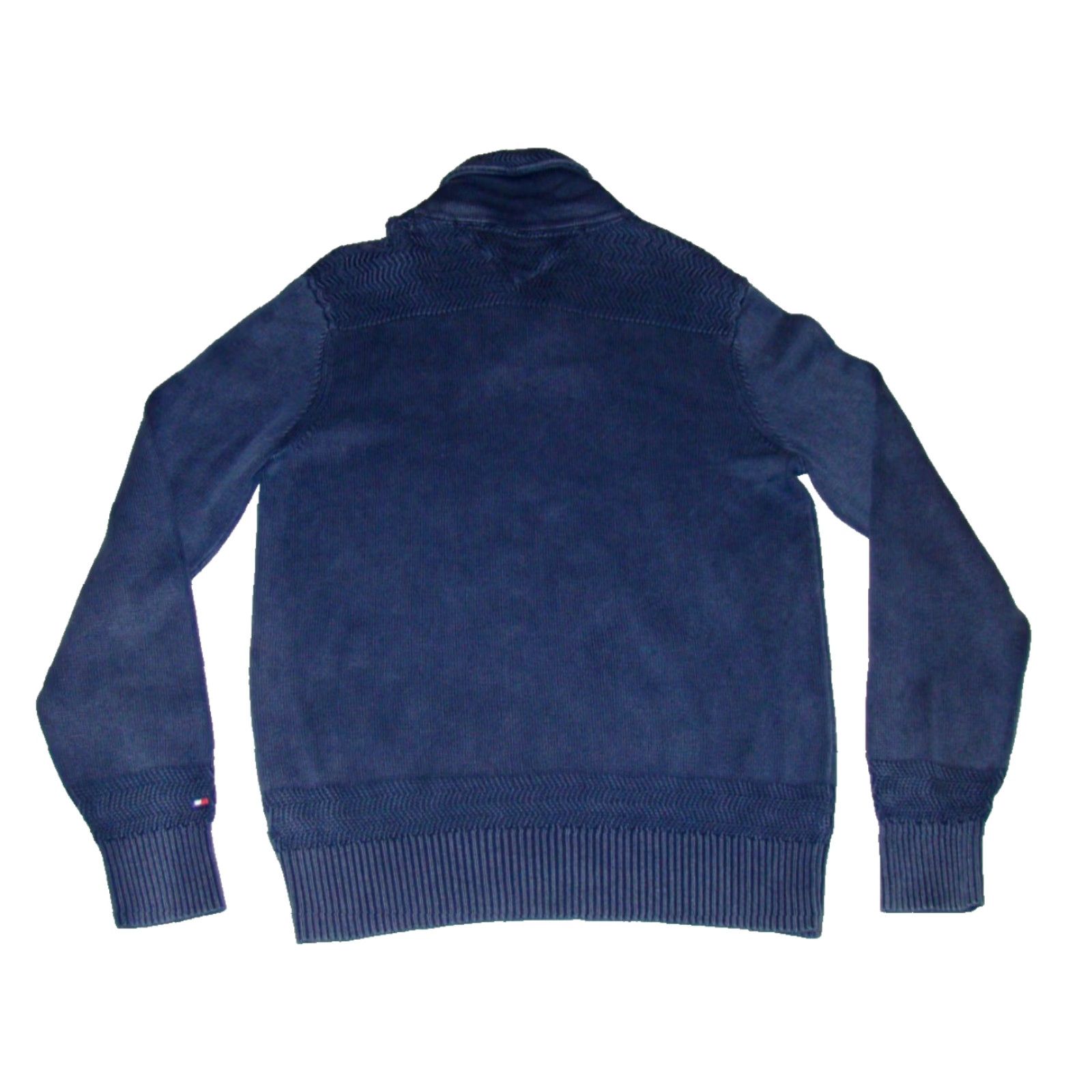 Tommy Hilfiger VINTAGE Tommy Hilfiger Mens M Sweater Garment Dyed Navy Cowl Neck One Button Knit Pullover Size US M / EU 48-50 / 2 - 7 Thumbnail