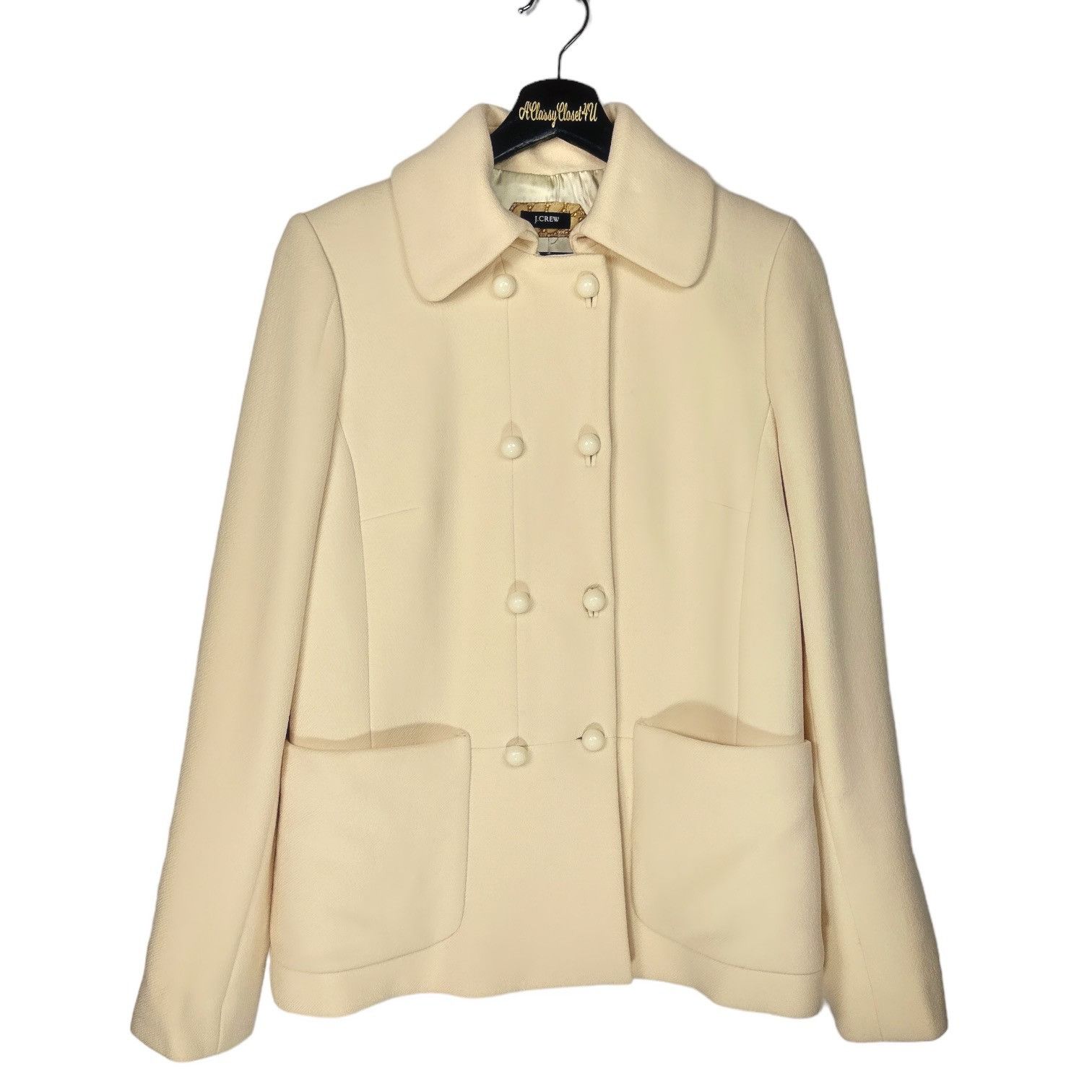 J.Crew J.Crew Wool-Blend Ivory Double-Breasted Peacoat With Front P Size M / US 6-8 / IT 42-44 - 2 Thumbnail