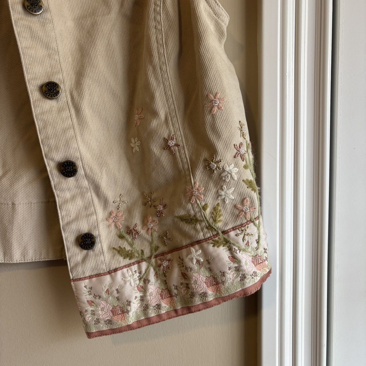 Other Floral Embriodered Cream Corduroy Vest Size M / US 6-8 / IT 42-44 - 2 Thumbnail