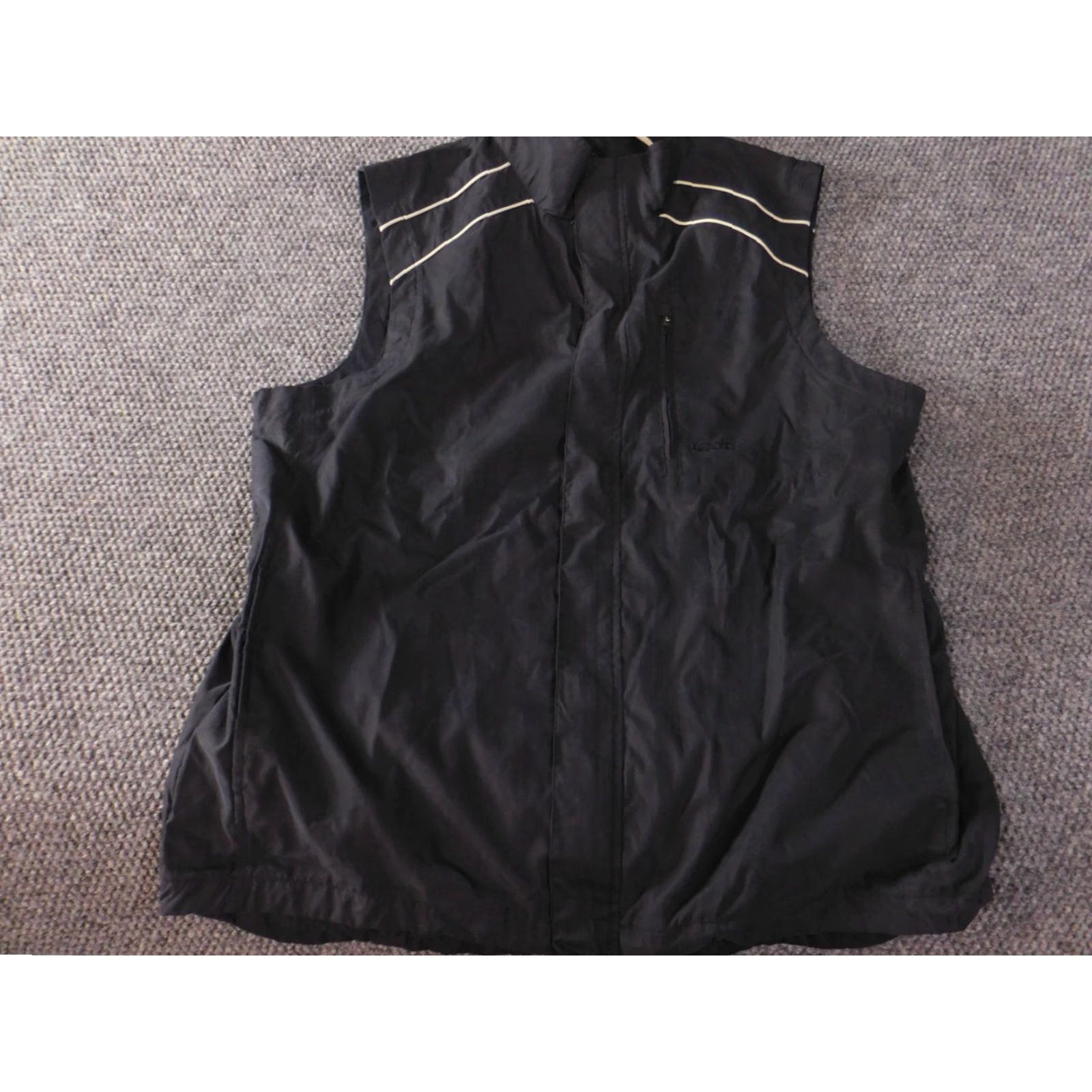 Izod IZOD Vest Men L Black Full Zip Bomber Jacket OUTDOOR Casual Lightweight Polyester Logo Solid Mid-Length Vintage No Size US L / EU 52-54 / 3 - 2 Thumbnail