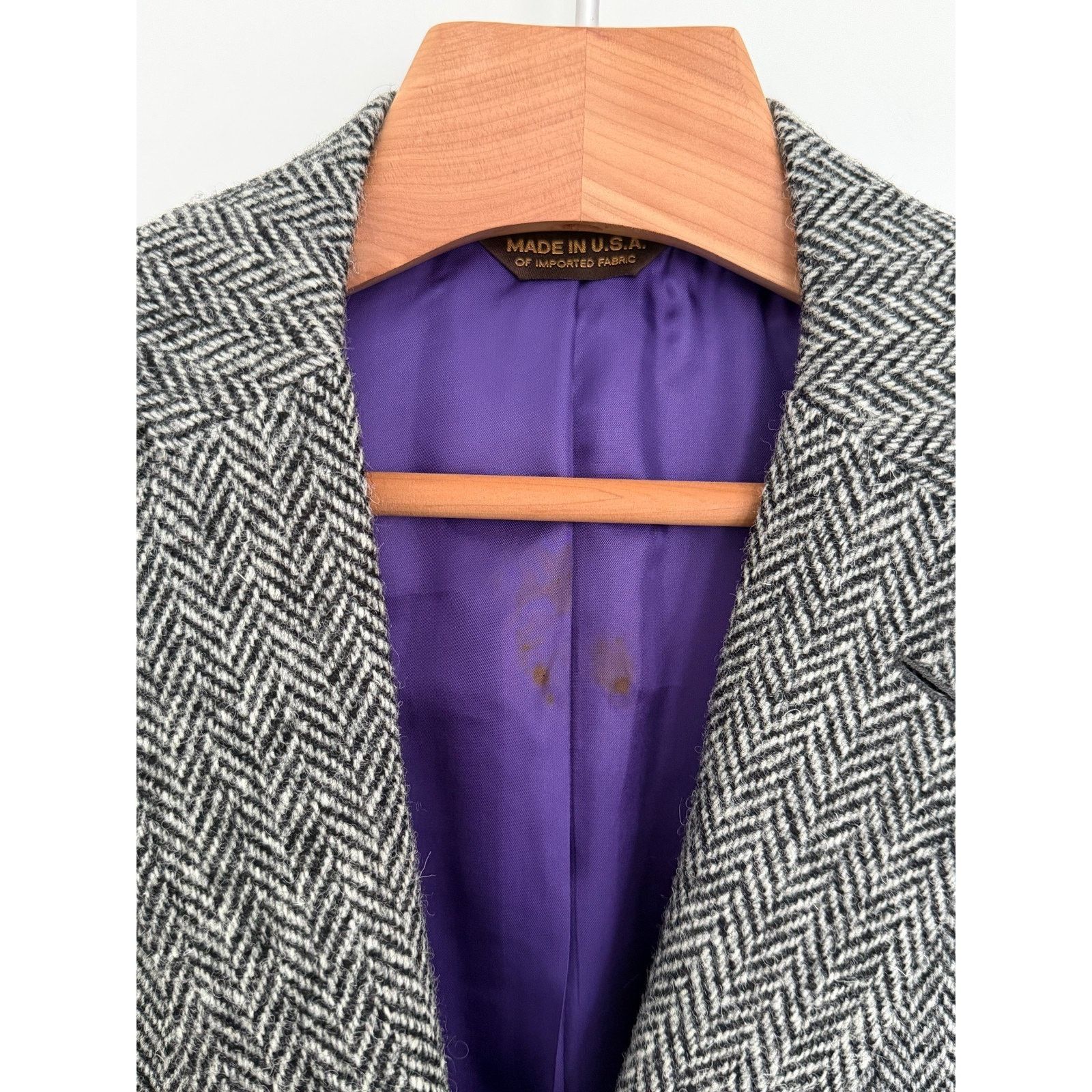 Southwick Mint Epaulet Southwick Sport Coat Grey, Harris Tweed Size 38R - 4 Thumbnail