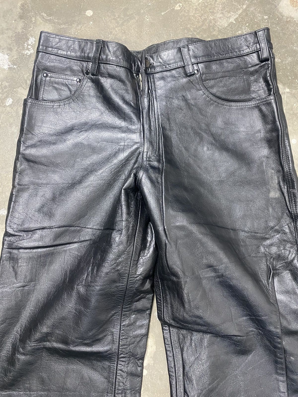 Genuine Leather Rare Vintage Horn Work Japanese Brand Leather Pant Size US 37 - 5 Thumbnail