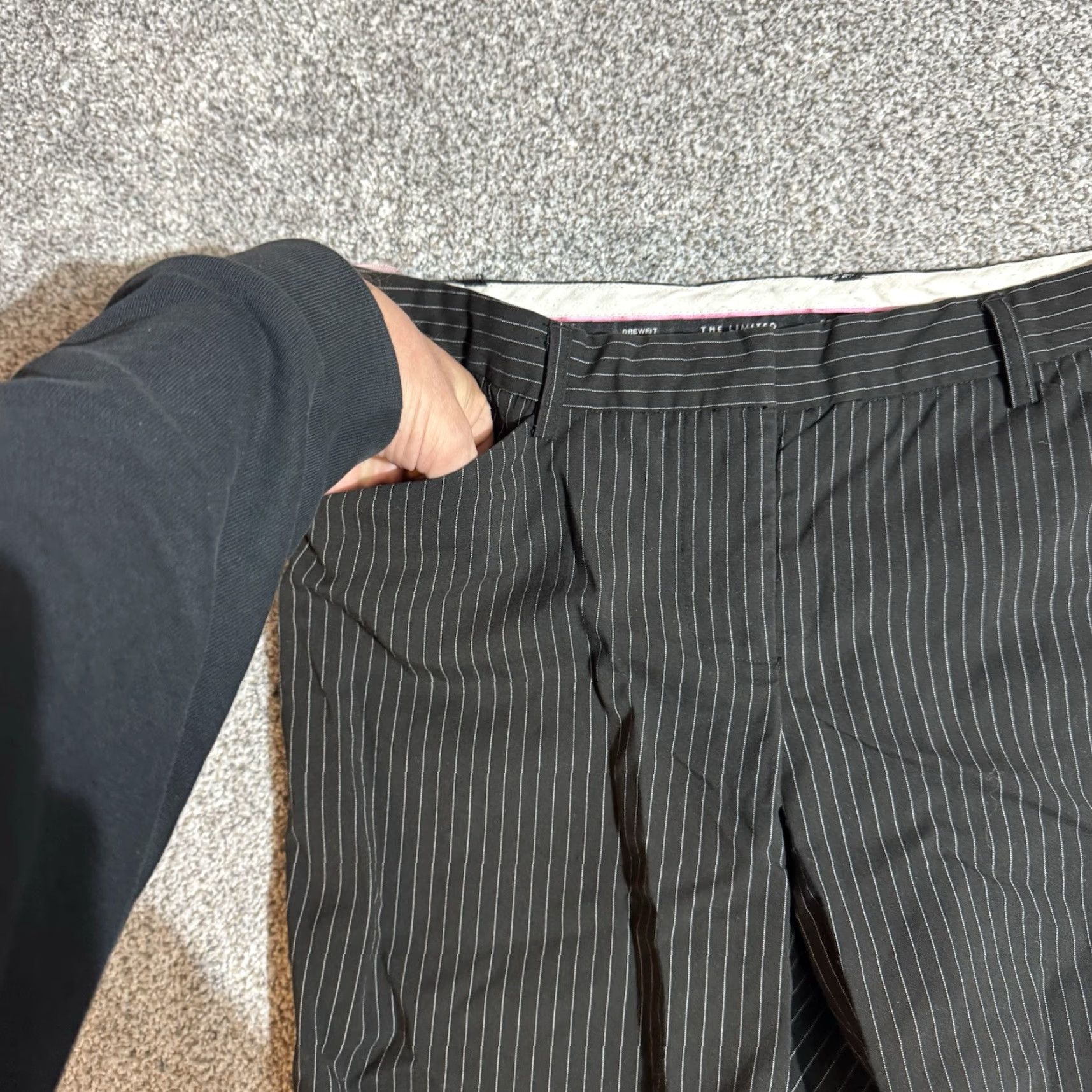 Vintage VINTAGE The Limited Drew Fit Pants Womens 10 Pinstripes Office Workwear Wide-Leg Black Size 10 Reg Size 32" / US 10 / IT 46 - 6 Thumbnail