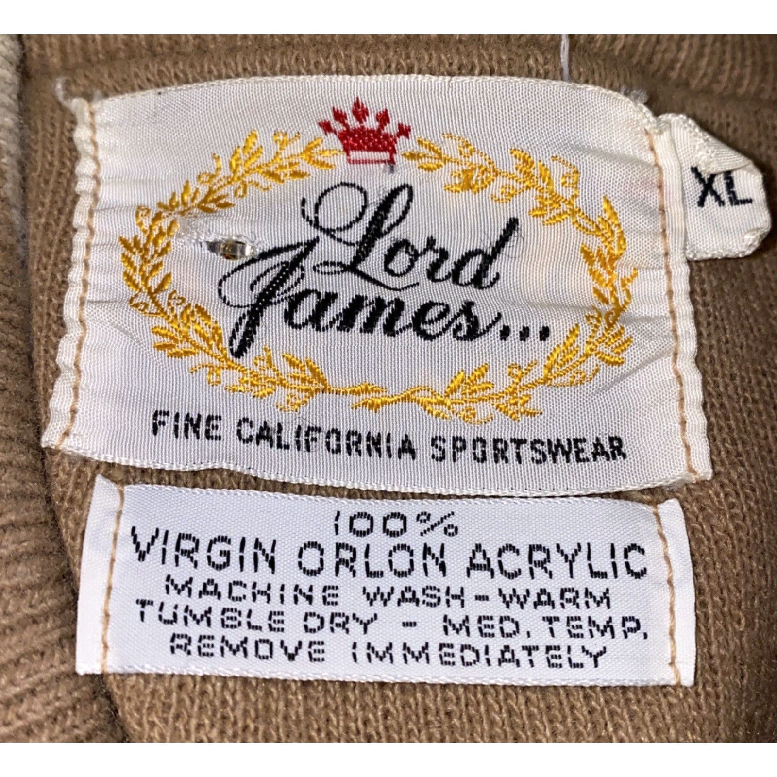 Vintage LORD JAMES Jacket Mens Beige Full Zip XL Acrylic Casual Size US XL / EU 56 / 4 - 6 Thumbnail