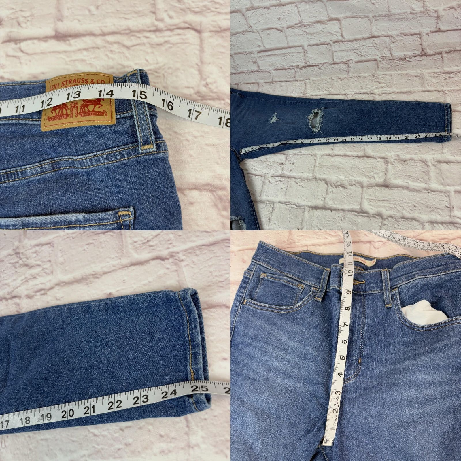 Levi's Levi's 720 High Rise Super Skinny Jeans Womens 30 Blue Denim Distressed Ankle Jeans 5-Pocket Design Slim Zip Fly Womens Size 30" / US 8 / IT 44 - 9 Thumbnail