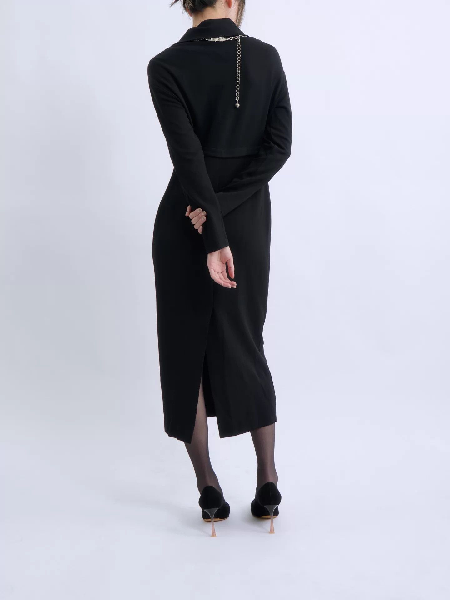 Romeo Gigli Romeo Gigli 90s Black Halter Neck Draped Dress Size XL / US 12-14 / IT 48-50 - 4 Thumbnail