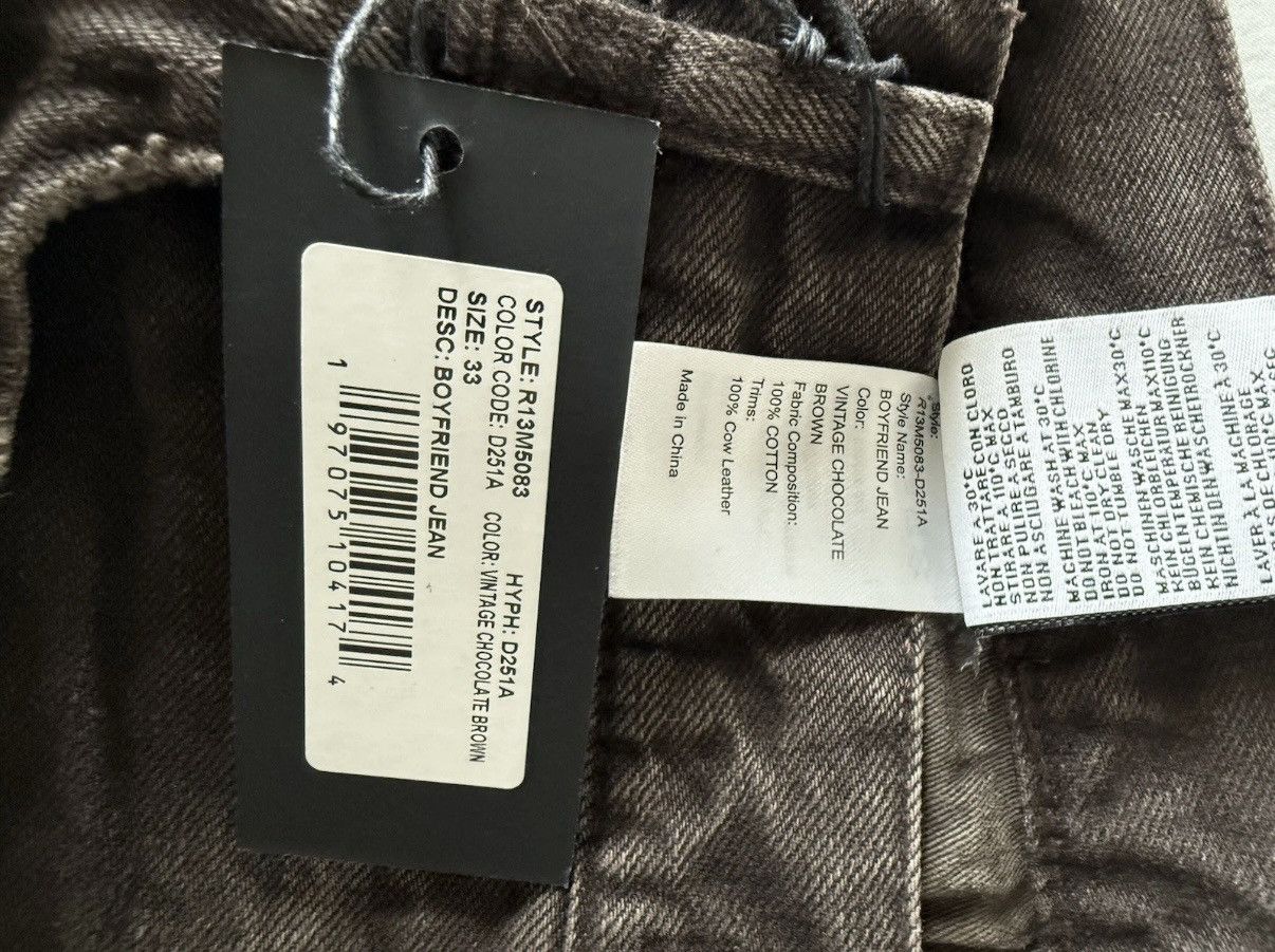 R13 R13 Boyfriend Jeans Vintage Chocolate Brown Size US 33 - 3 Thumbnail