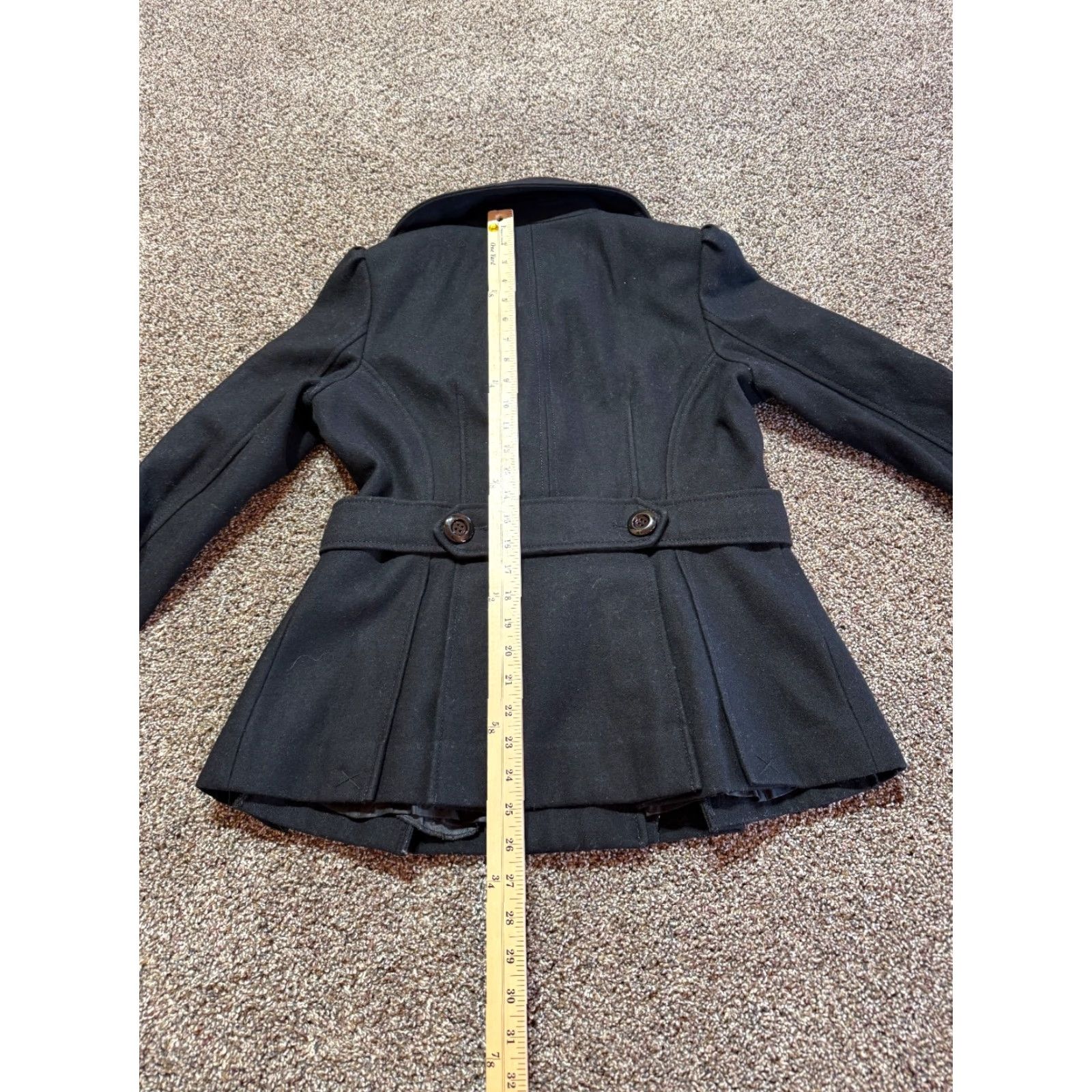 Guess Guess Womens Jacket Black Pea Coat Wool Blend Button Front Medium Size M / US 6-8 / IT 42-44 - 4 Thumbnail