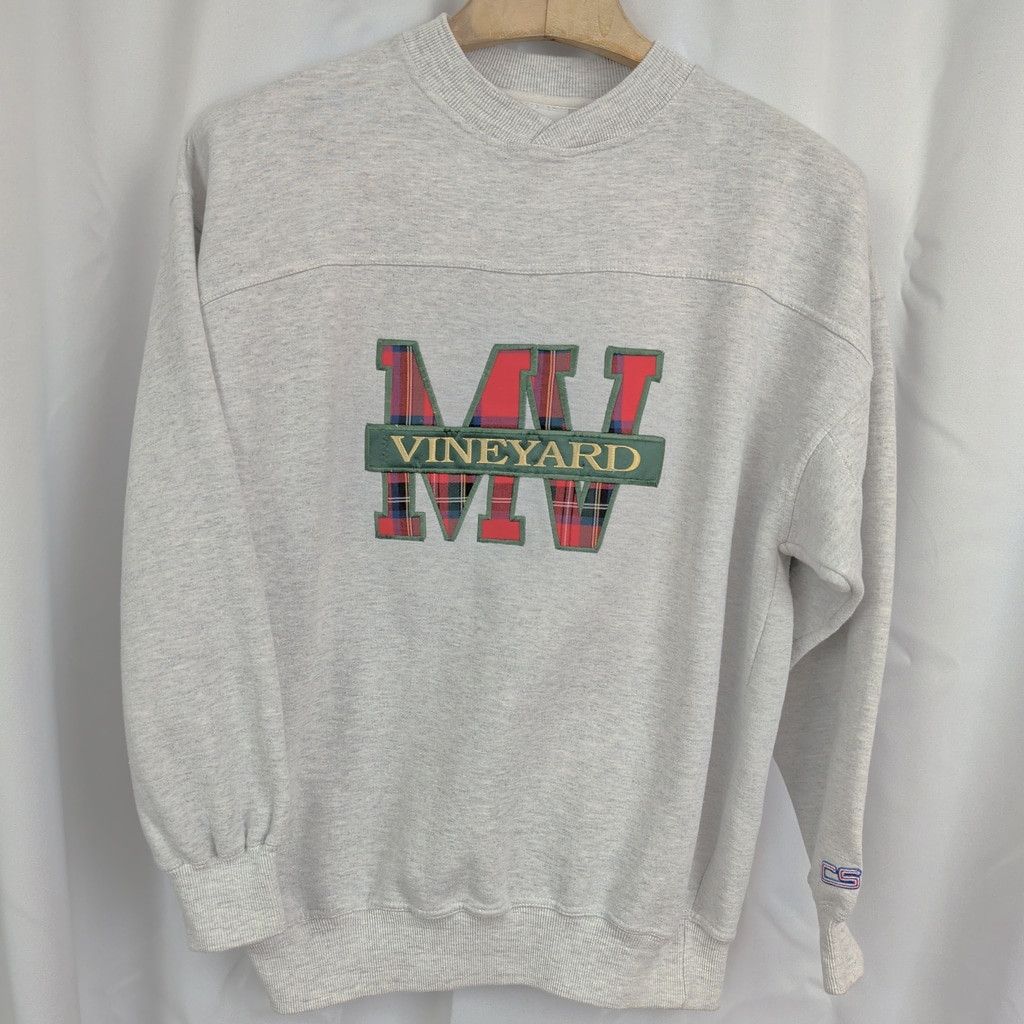 Vintage Vintage Martha's Vineyard Plaid Logo Heather Grey Sweatshirt Size US L / EU 52-54 / 3 - 1 Thumbnail