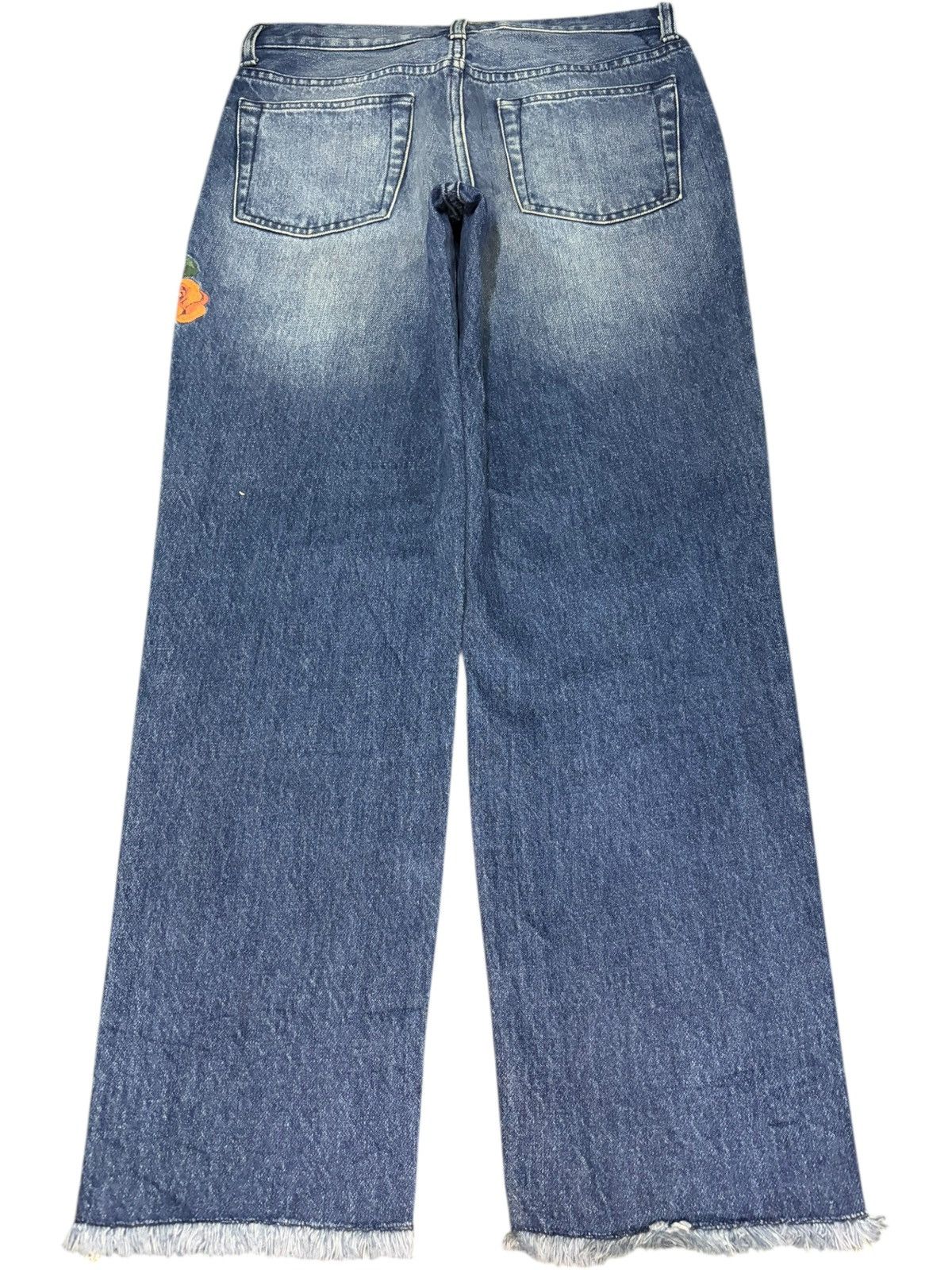 GU Vintage GU Embroidery Faded Wash Distressed Jeans Size 28" / US 6 / IT 42 - 2 Thumbnail