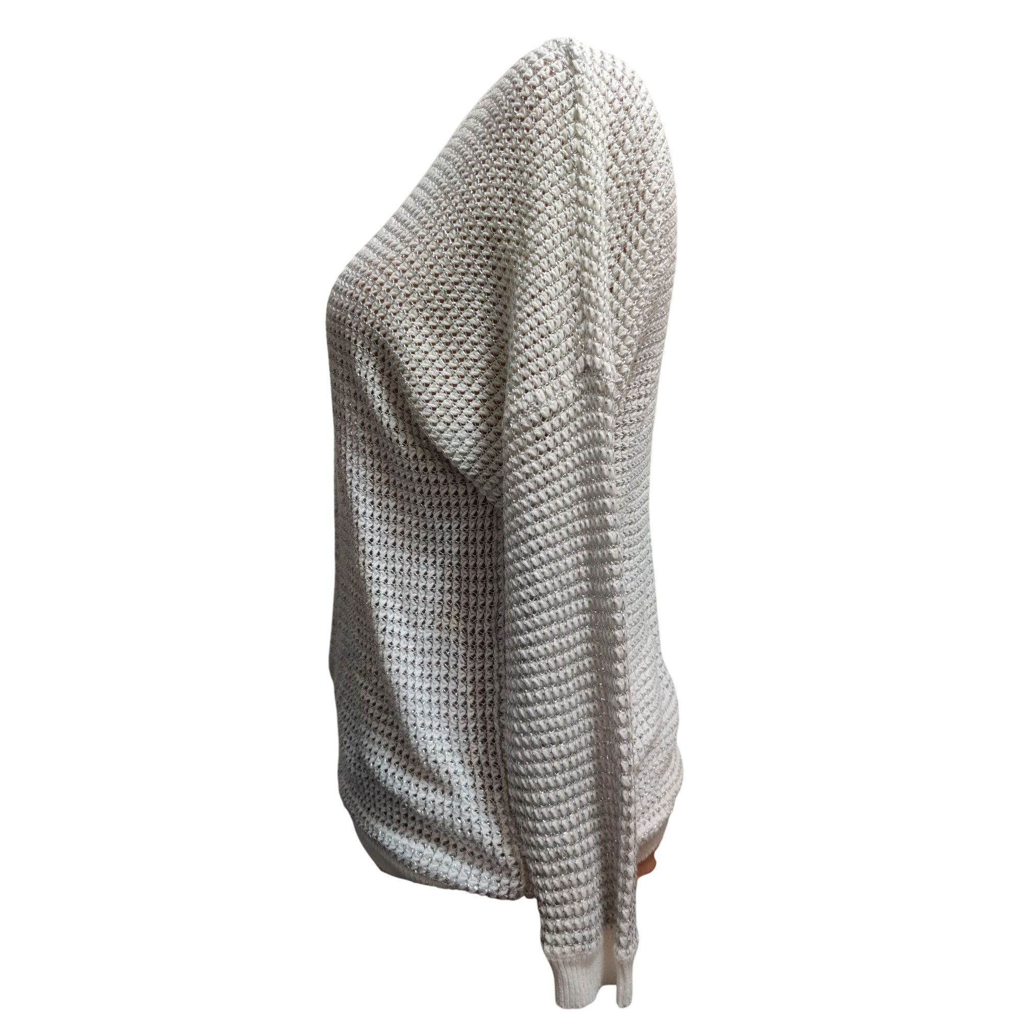Apt. 9 APT 9 L Womens Sweater White Silver Metallic Knit Sheer Pull Size L / US 10 / IT 46 - 11 Thumbnail