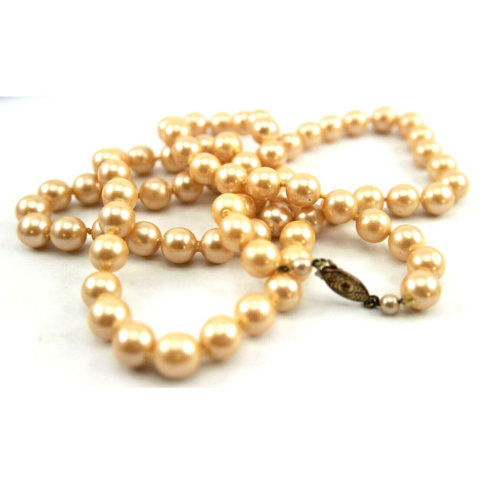 Other 36" Individually Knotted Glass Bead Pearl Necklace Goldtone Size ONE SIZE - 1 Thumbnail