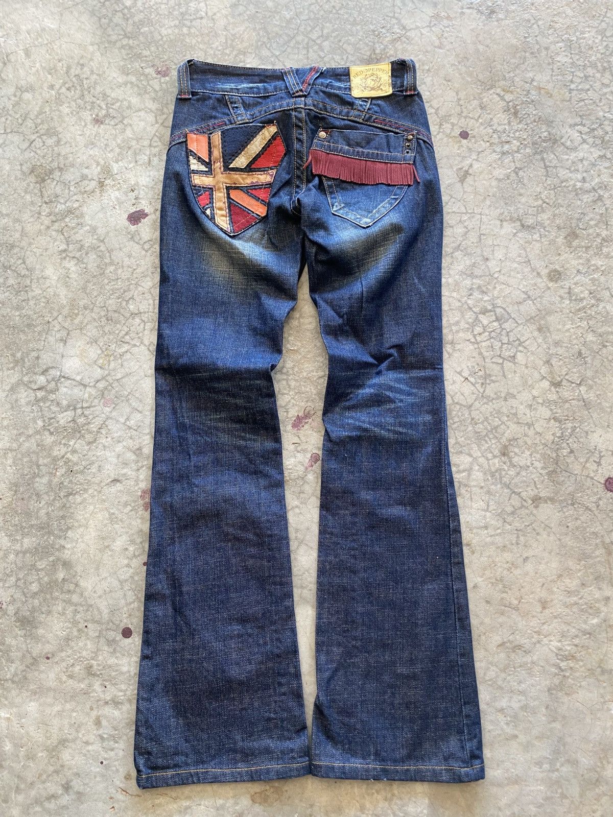 Japanese Brand Flare Jeans Red Pepper Faded Stretch Low Rise Boot Cut 6🟦8 Size US 28 / EU 44 - 7 Thumbnail