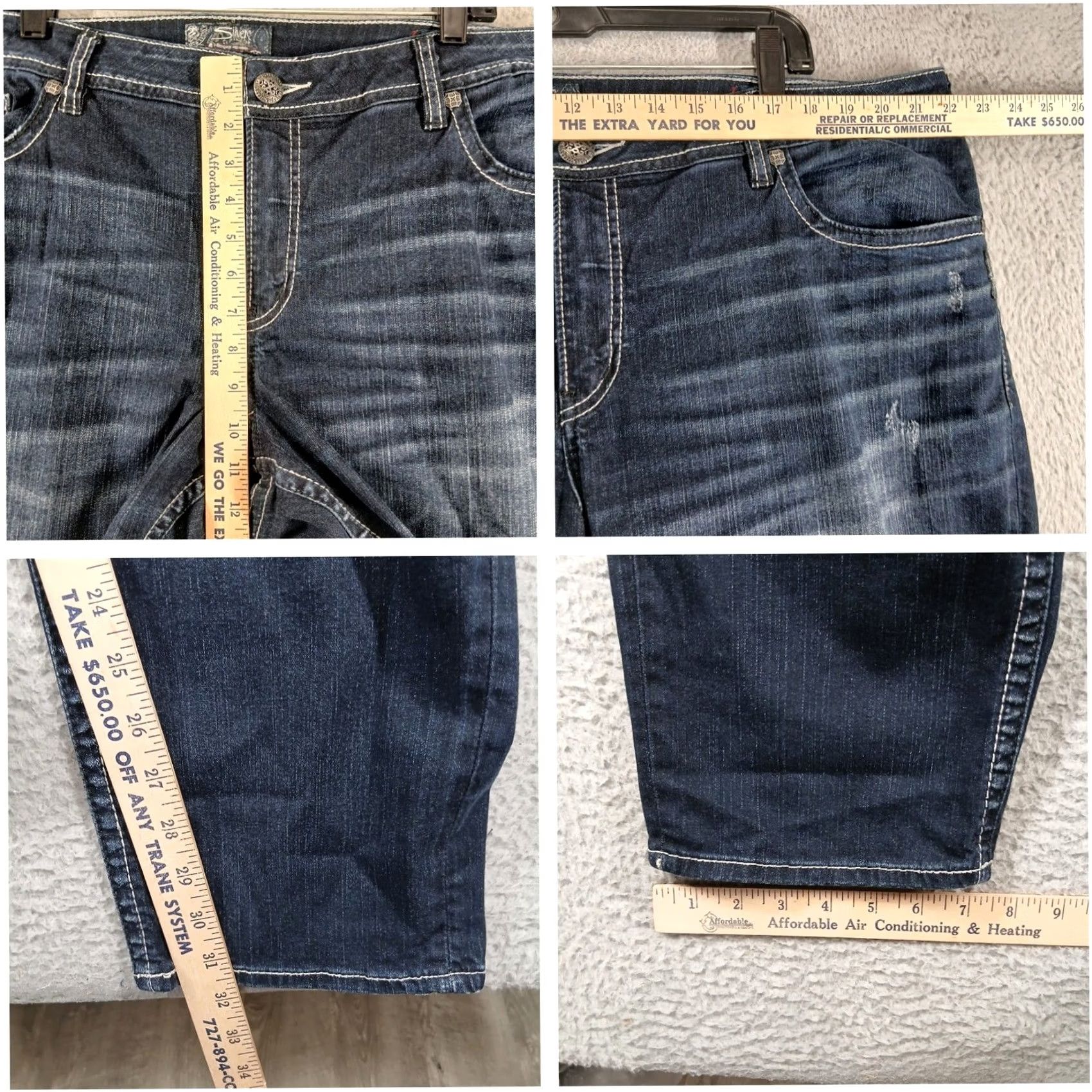Silver Jeans Co. Silver Jeans Co. Boyfriend Jeans Dark Wash Denim Distressed Size W22/L29 Fluid Size 40" / US 18 - 5 Thumbnail