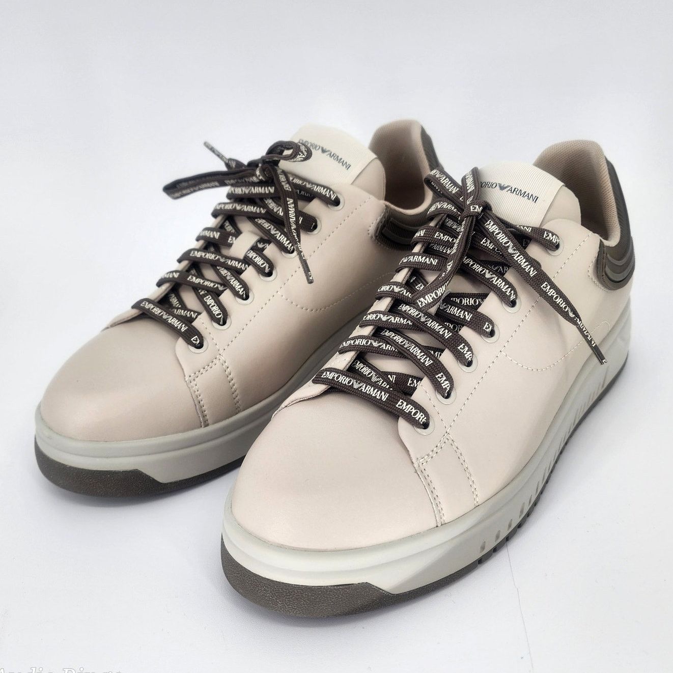 Emporio Armani Emporio Armani Beige Leather Low-Top Sneakers 41 Size US 8 / EU 41 - 13 Thumbnail