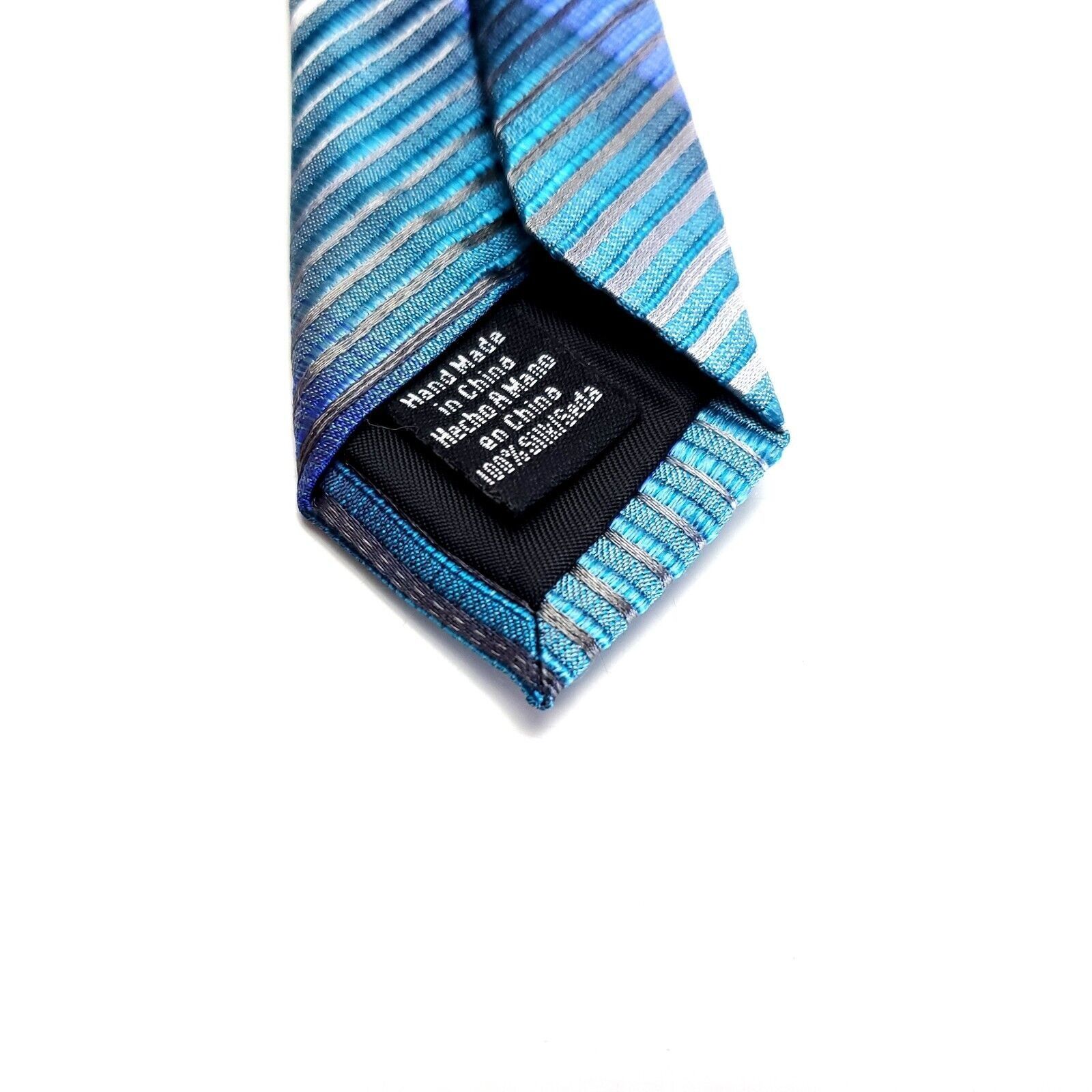 Van Heusen Van Heusen Blue Teal Striped Woven Silk Tie Size ONE SIZE - 4 Thumbnail