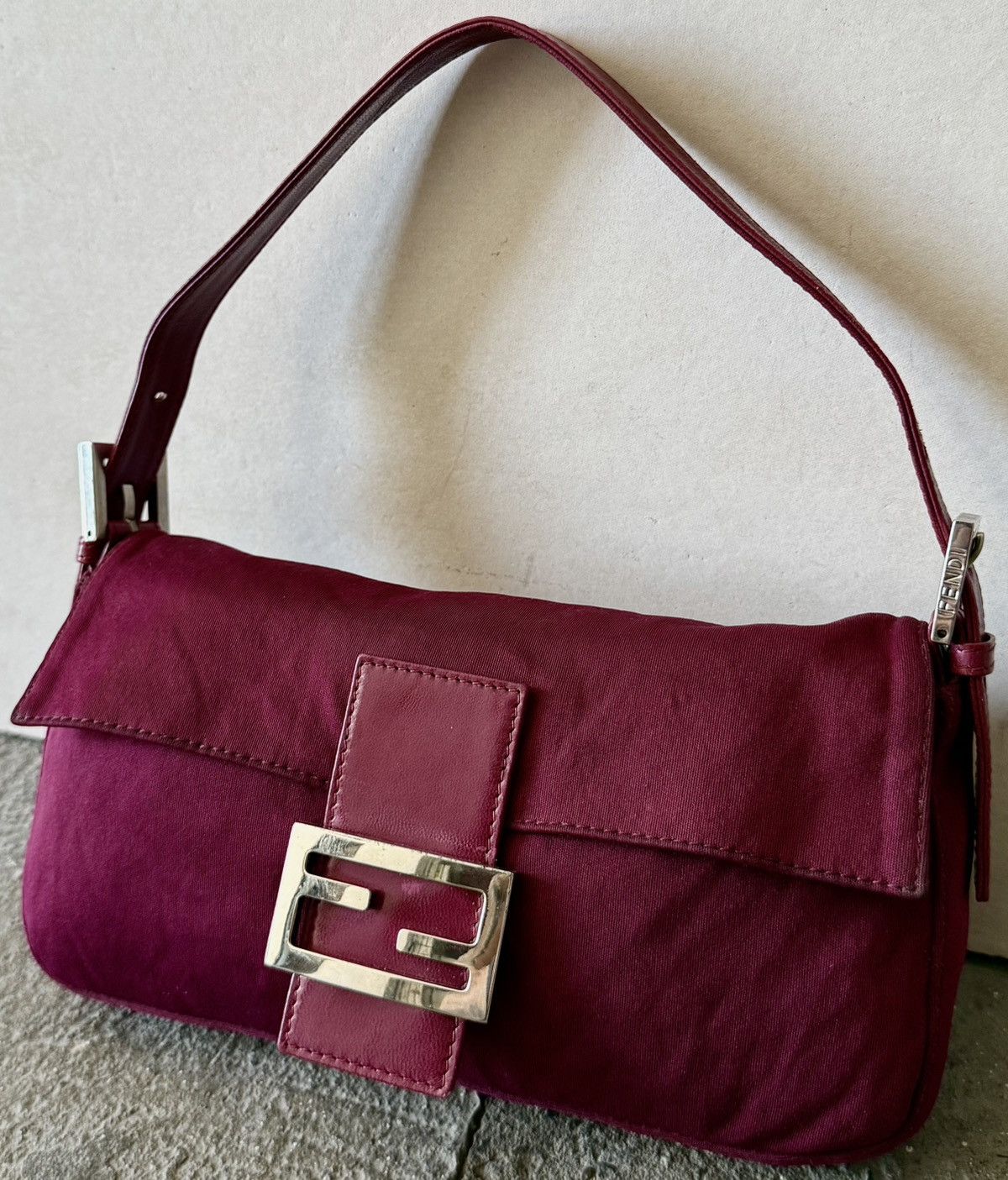 Fendi - 2000’s - Classic Baguette - Raspberry Neoprene Bag