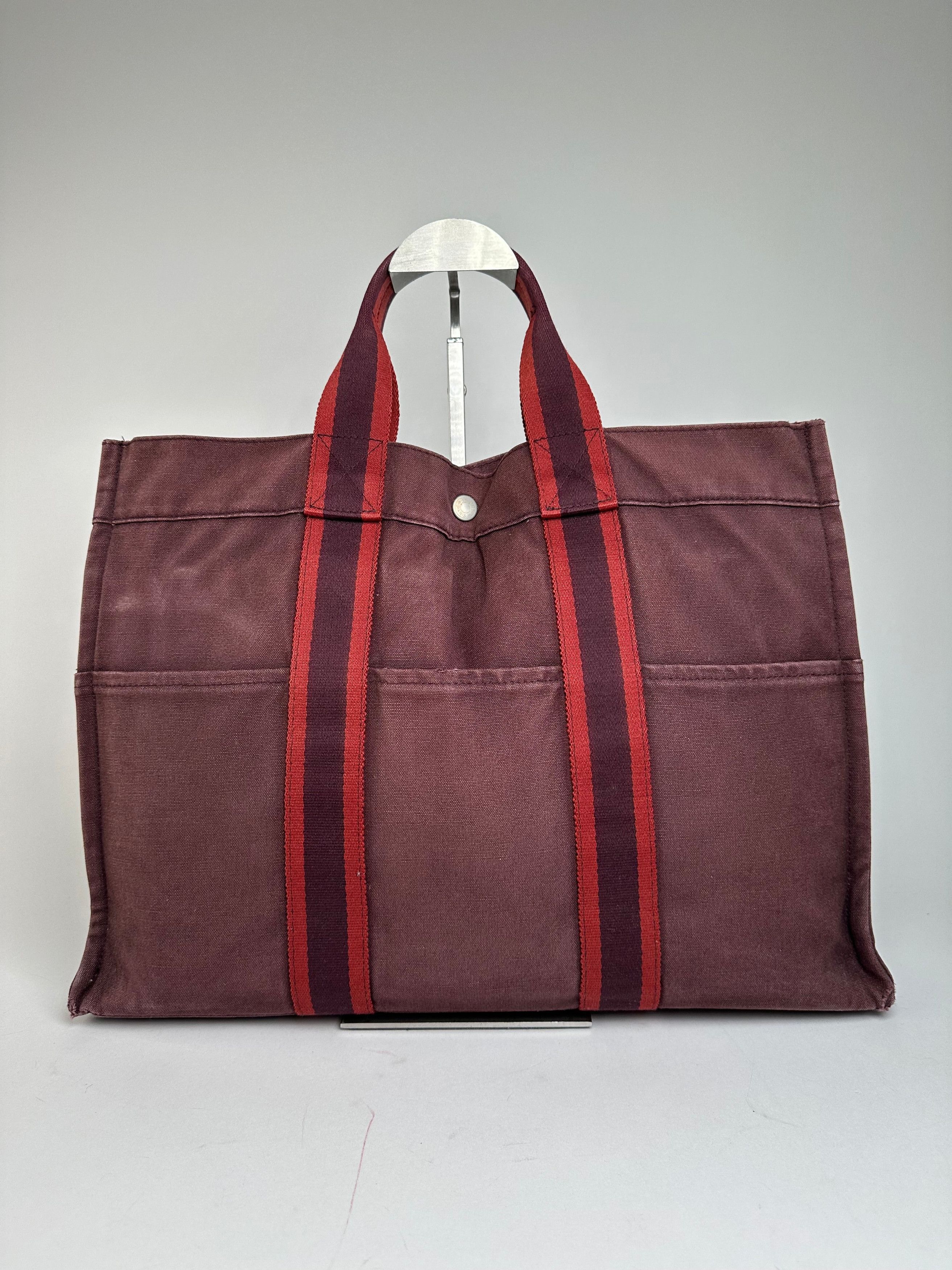 Other Vintage Hermes Canvas Tote Bag Purple Red Size ONE SIZE - 1 Thumbnail
