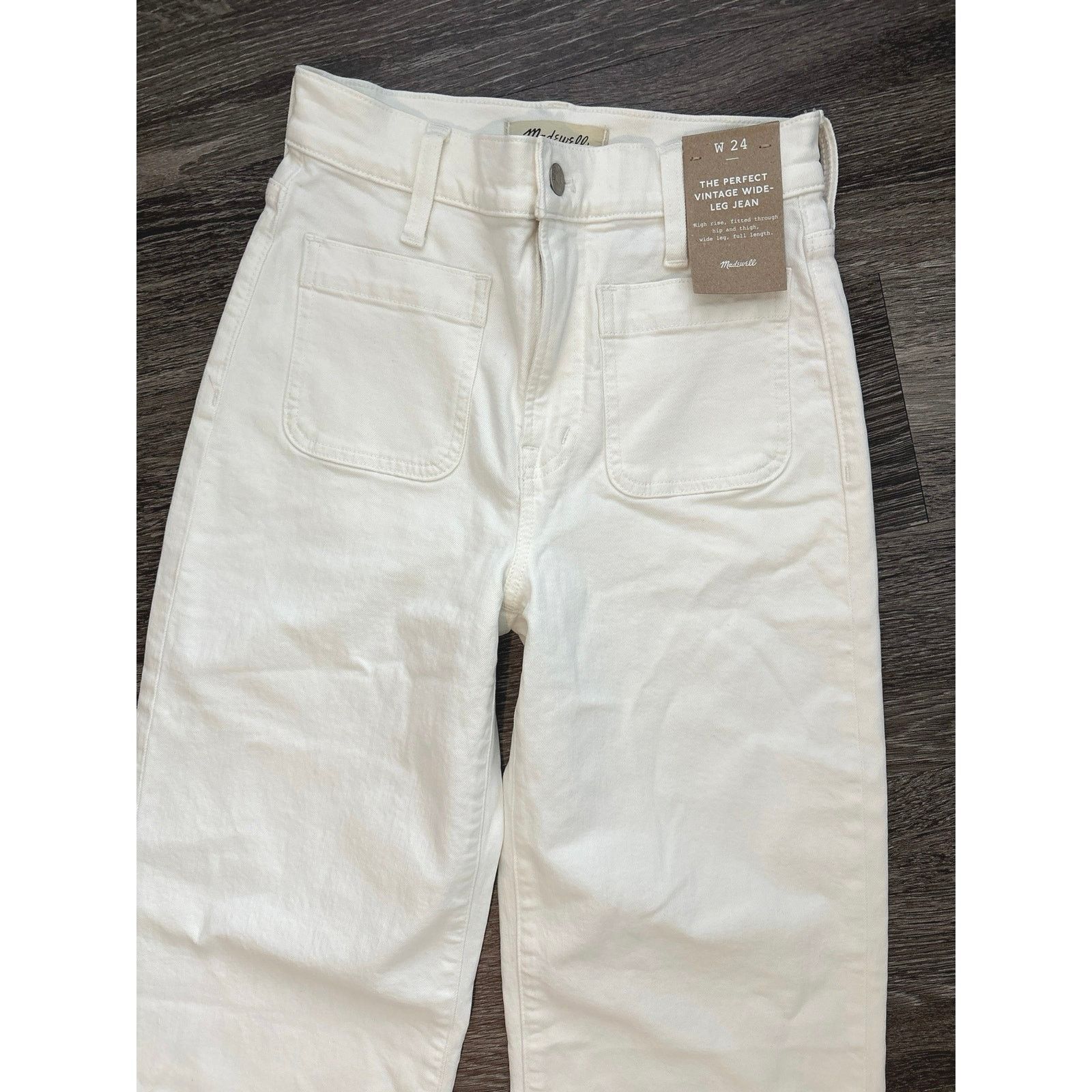 Madewell NWT Madewell Emmett Wide-Leg Jean: Patch Pocket White 24 Size 24" / US 00 / IT 34 - 5 Thumbnail