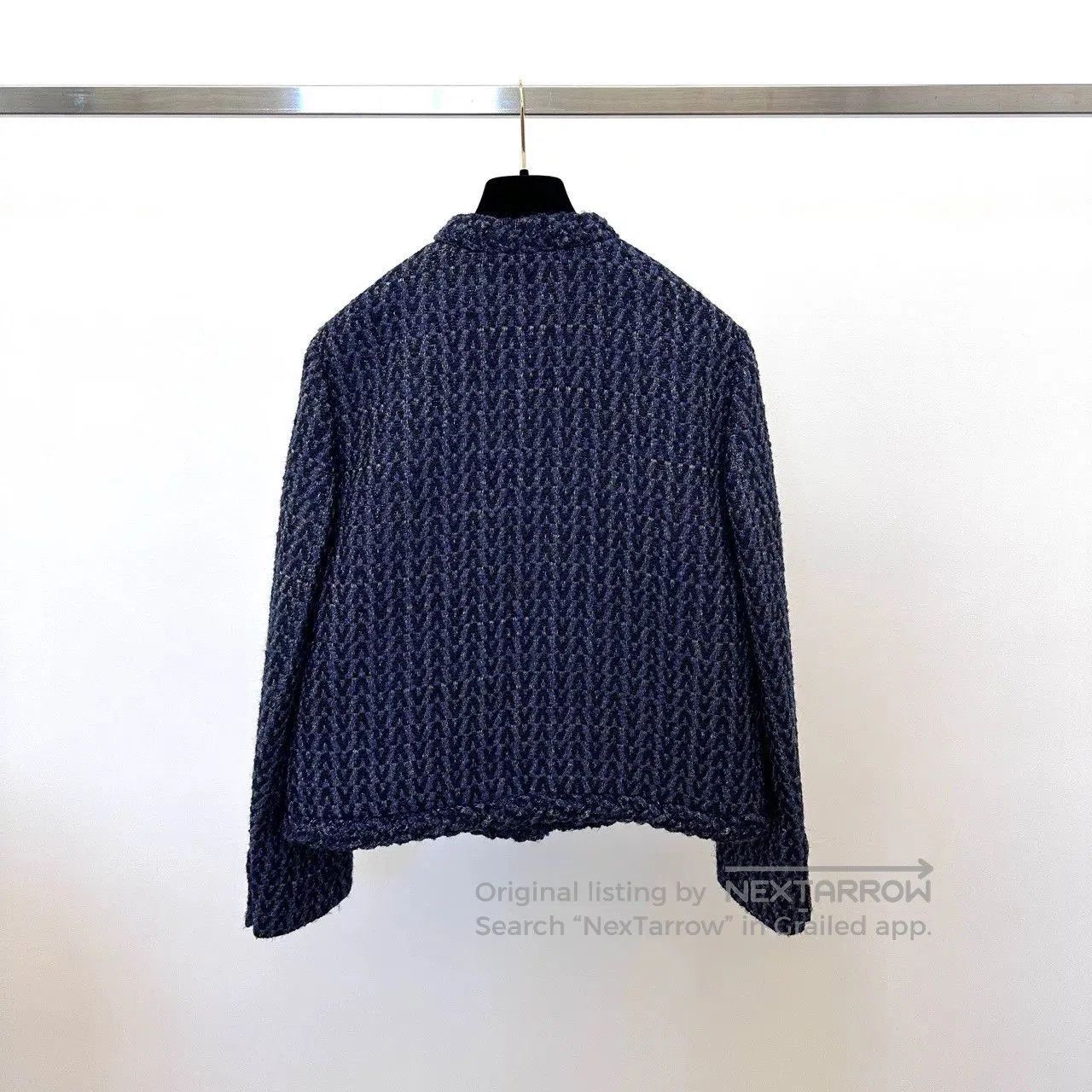 Valentino Valentino Navy Tweed Logo Cropped Coat. Size S / US 4 / IT 40 - 4 Thumbnail