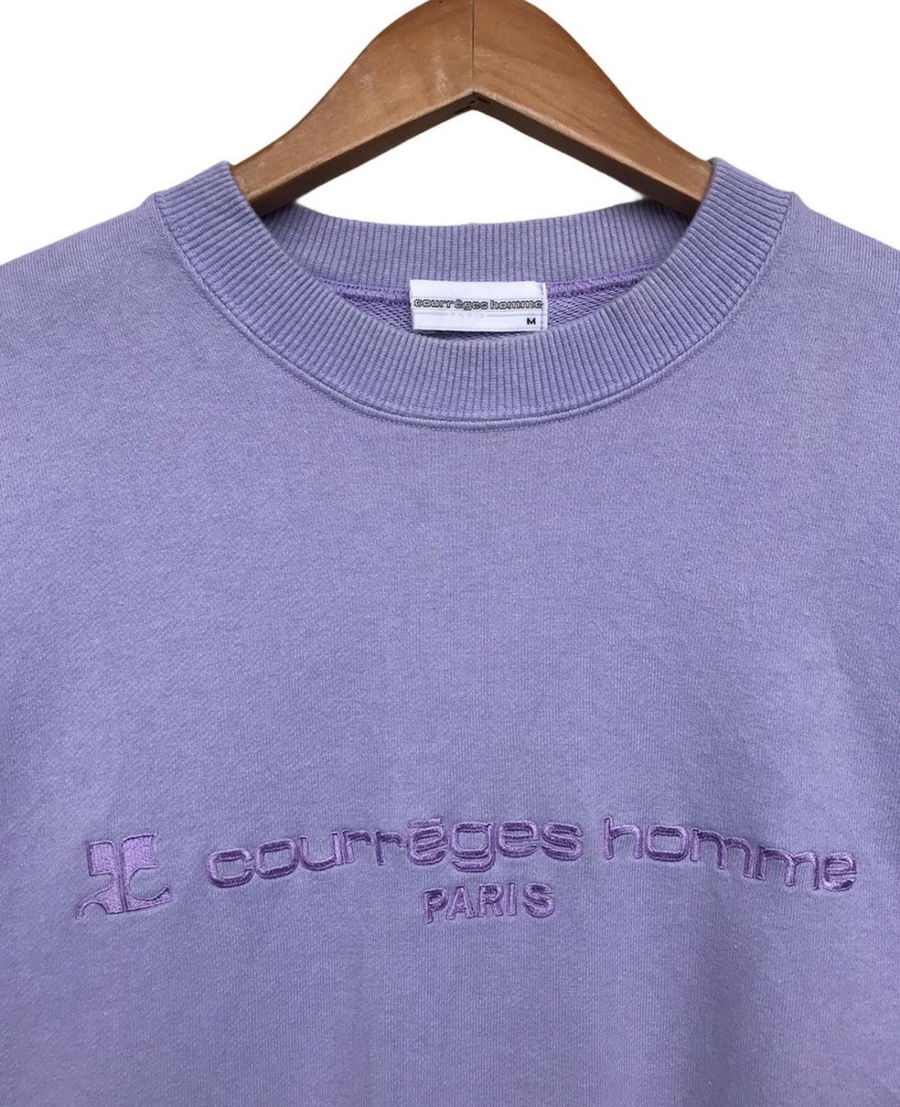 Courreges × Designer × Japanese Brand Courreages Spellout Embroidered Lilac Sweatshirt Size US S / EU 44-46 / 1 - 2 Thumbnail
