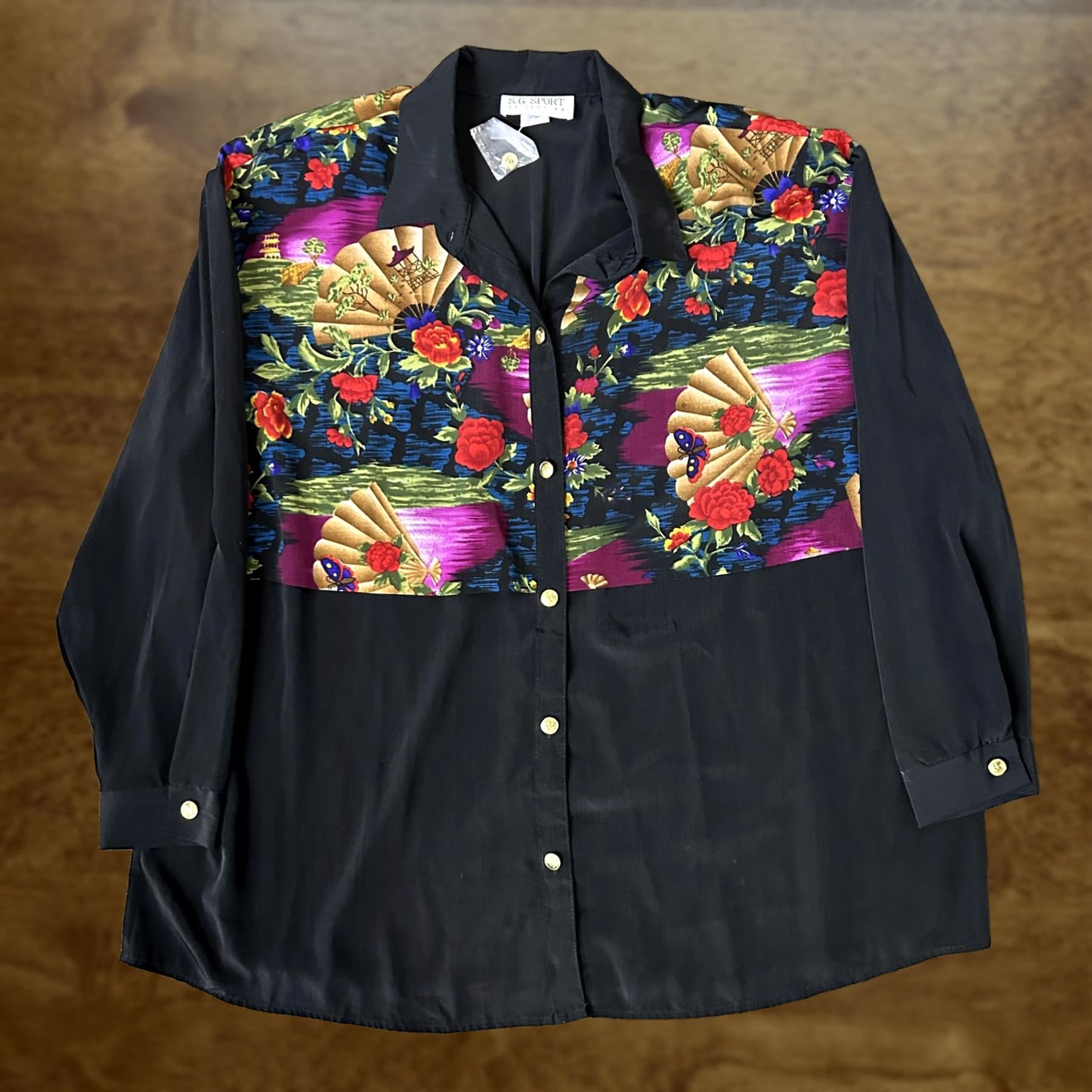 Vintage VINTAGE S.G. Sport Collection Shirt Womens 3X Black Floral Tunic Top 90s Size XXL / US 16-18 / IT 52-54 - 1 Thumbnail