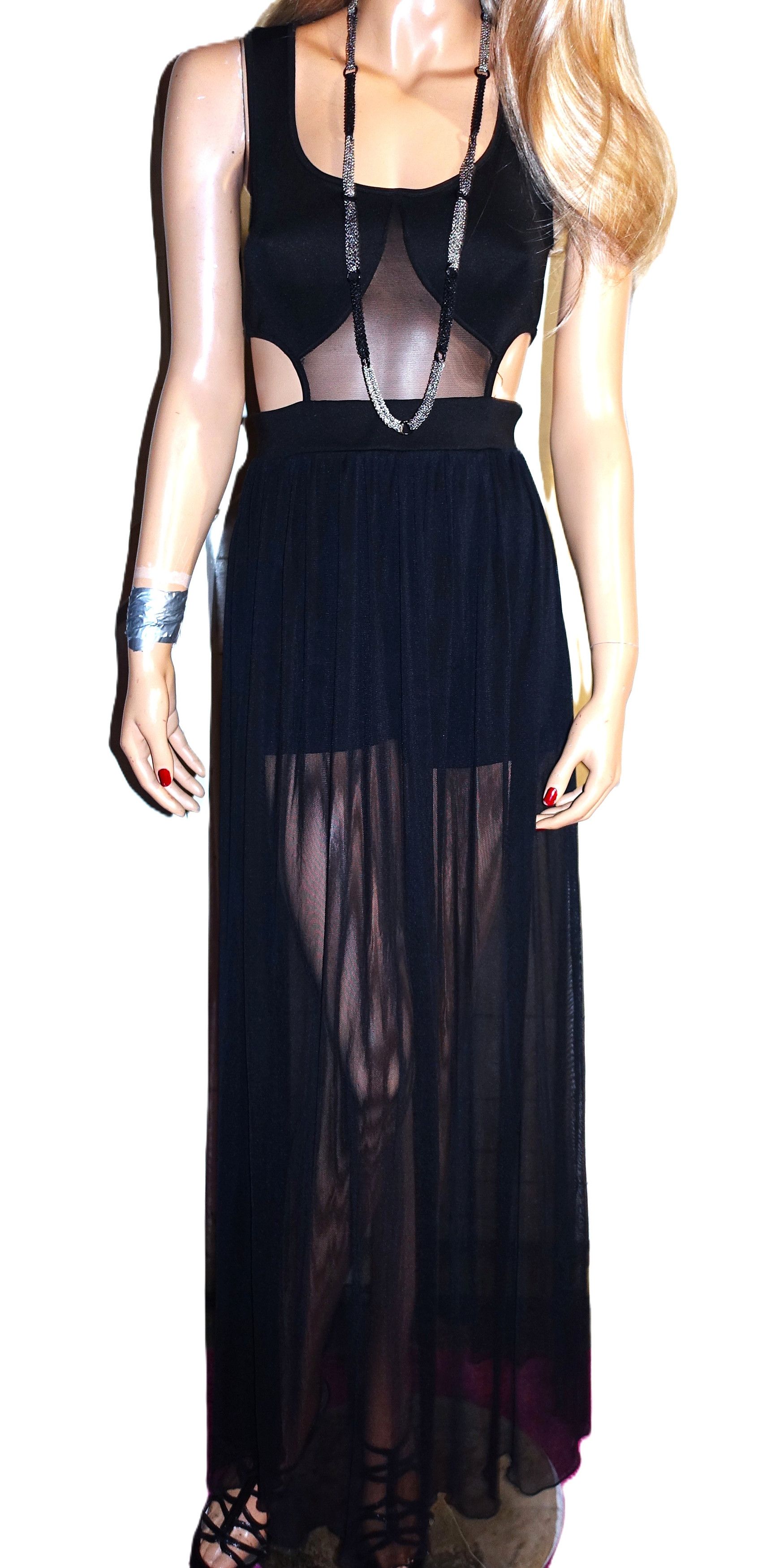Other Mystic Black Sheer Romper Maxi Dress S Size 25" / US 0 / IT 36 - 3 Thumbnail