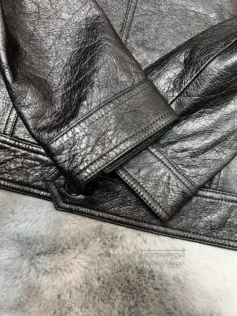 Saint Laurent Paris Saint Laurent Paris Wool Collar Lamb Leather Jacket with L Size US L / EU 52-54 / 3 - 6 Thumbnail